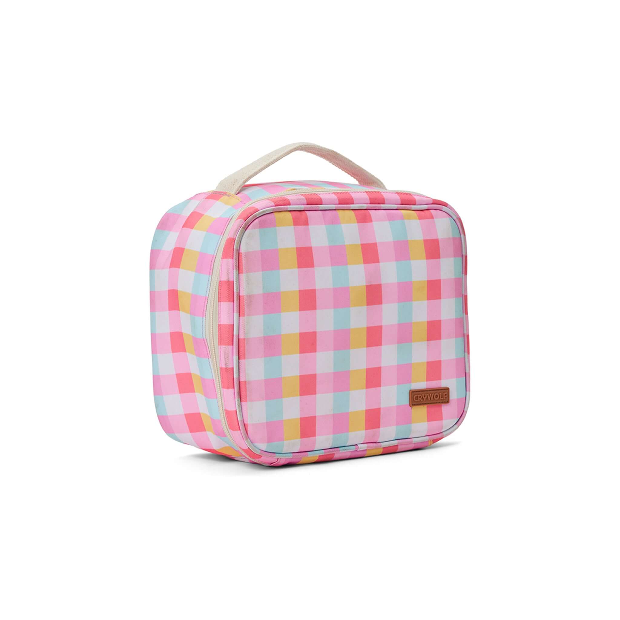 Crywolf Everyday Lunch Bag - Pop Gingham in colorful plaid design, perfect for snacks and lunches.