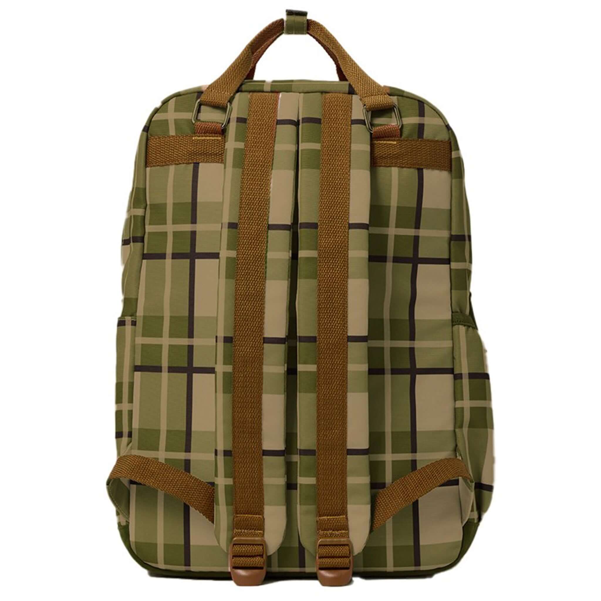 Alt Tag: Crywolf Knapsack - Field Plaid kids backpack back view with adjustable straps, water-resistant eco-friendly school travel bag
