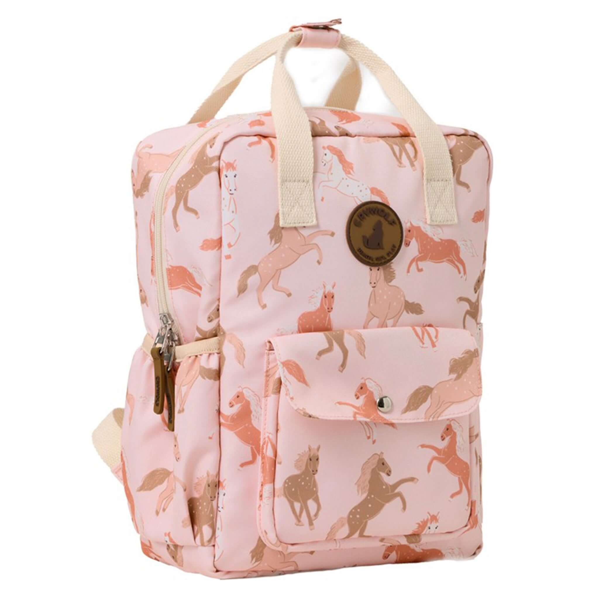 Alt Tag: Crywolf Mini Backpack - Blush Ponies pink pony print kids mini backpack with front pocket, lightweight recycled water-resistant 9L