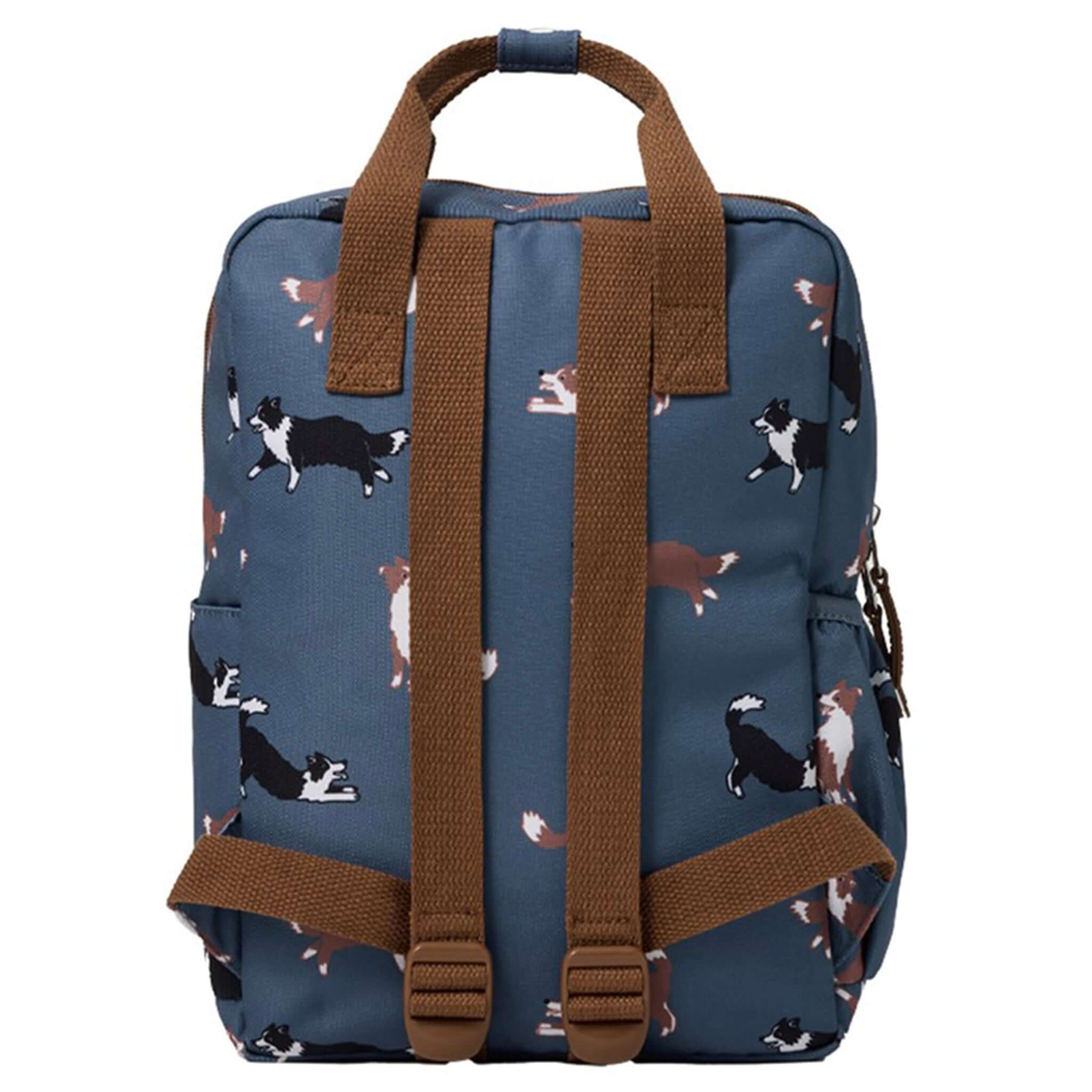 Alt Tag: Crywolf Mini Backpack - Collies kids mini backpack 9L, recycled water-resistant fabric, blue collie print, adjustable straps
