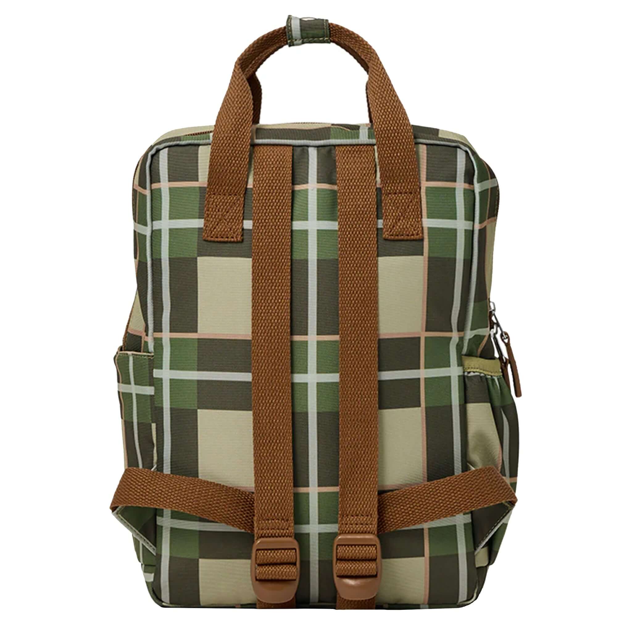Alt Tag: Crywolf Mini Backpack - Field Plaid kids mini backpack with green plaid print, durable recycled material, water-resistant 9L daypack