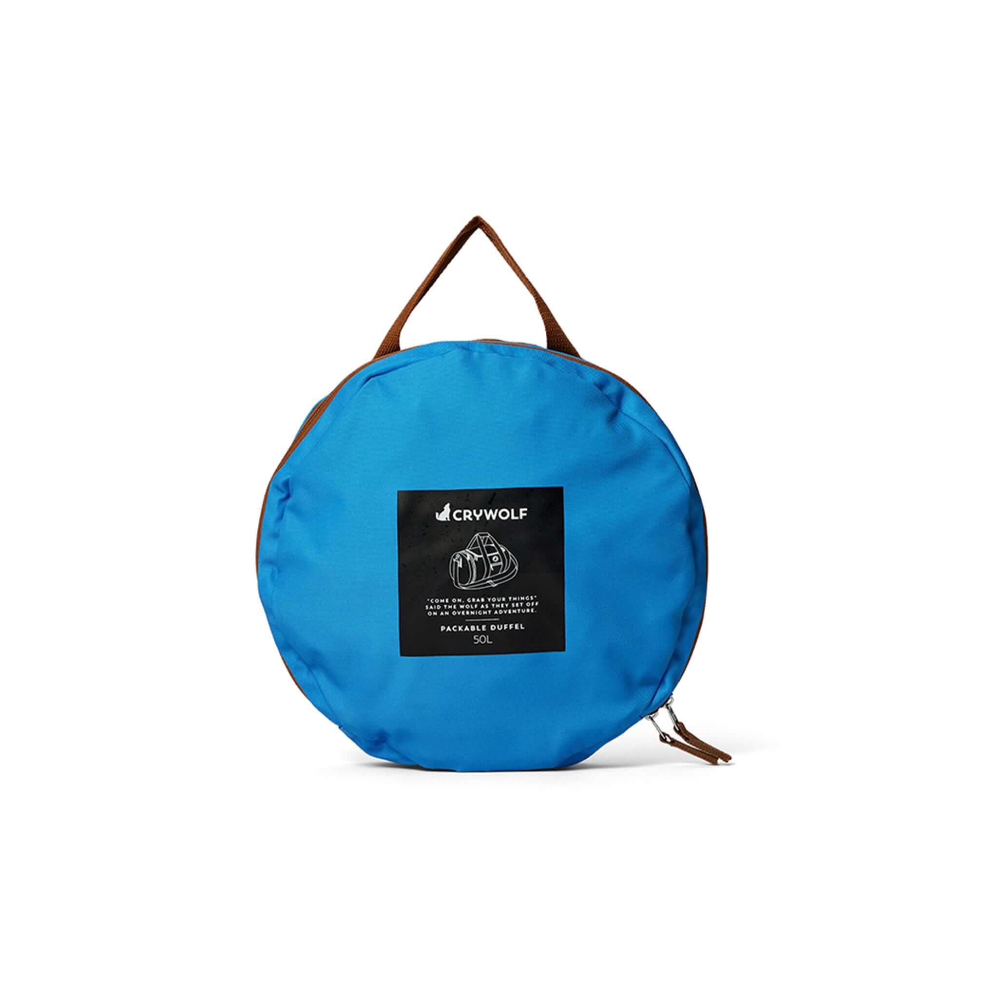 Crywolf Packable Duffel Bag - Seaside Colourblock folded in a compact round design for easy storage.