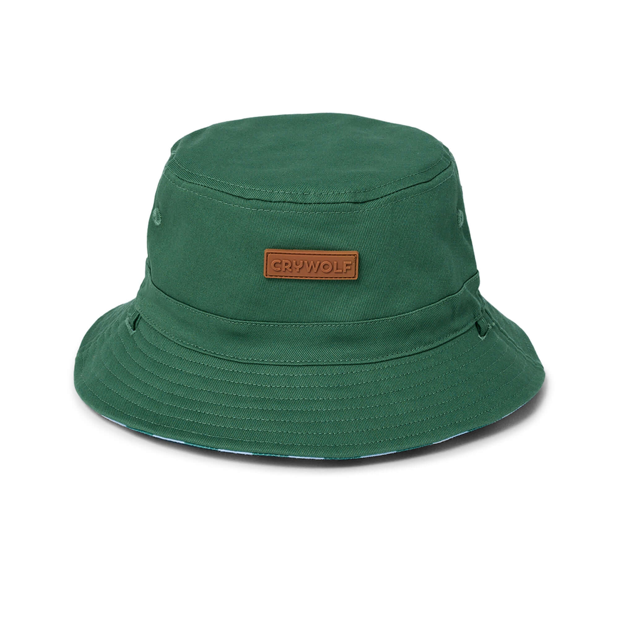 Crywolf Reversible Bucket Hat - Deck Stripe in green, perfect for summer sun protection for kids.