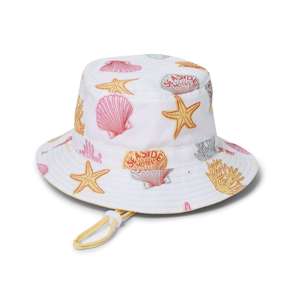 Crywolf Reversible Bucket Hat - Shell featuring beach-themed prints for summer activities.