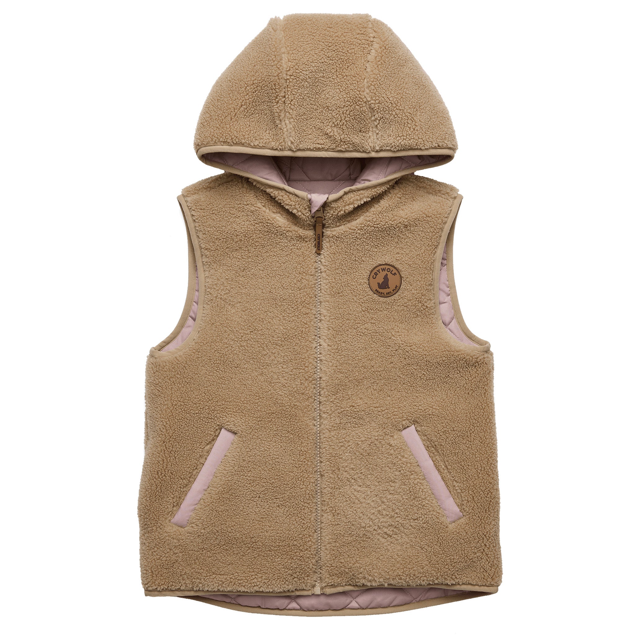 Crywolf Reversible Yeti Vest - Blush / Camel