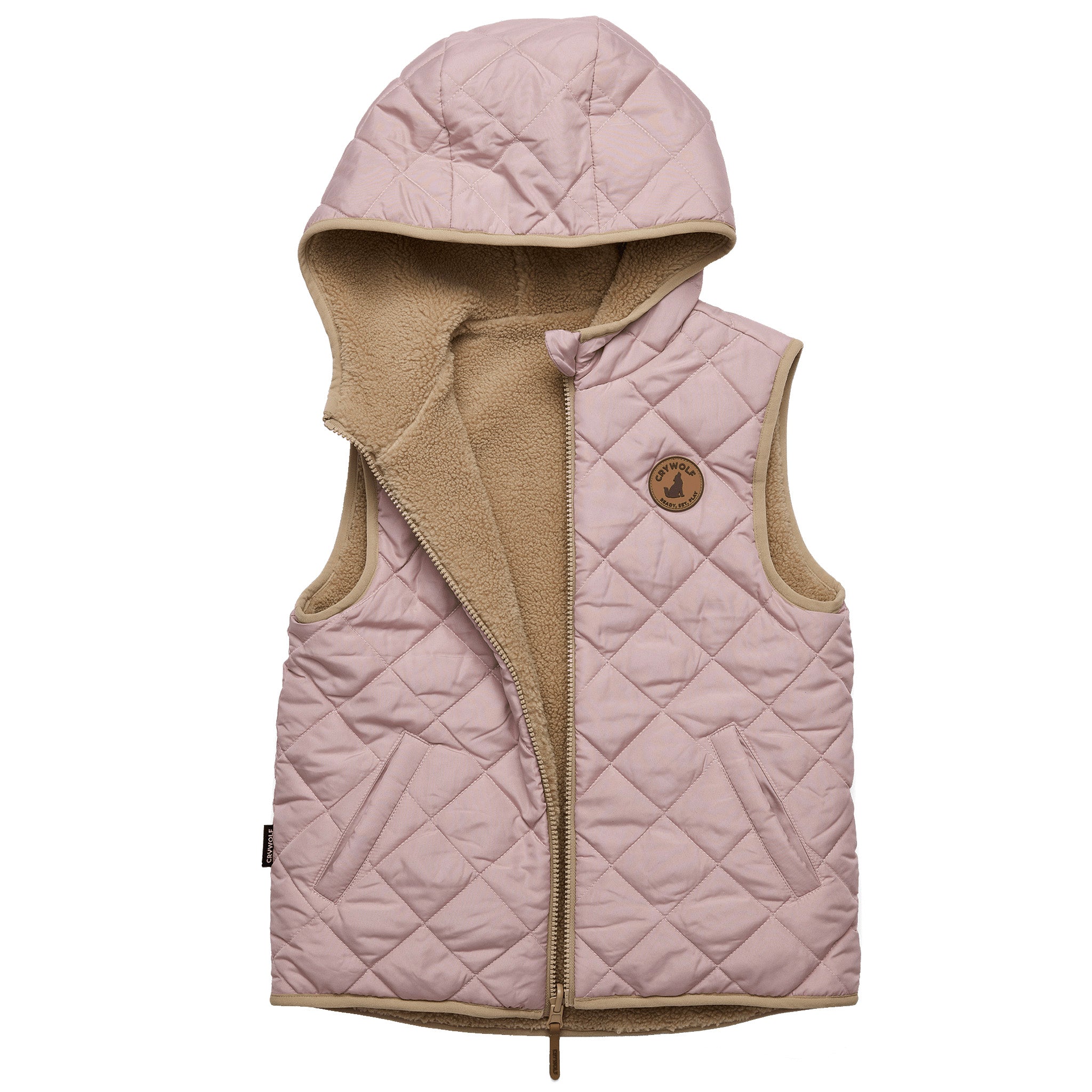 Crywolf Reversible Yeti Vest - Blush / Camel