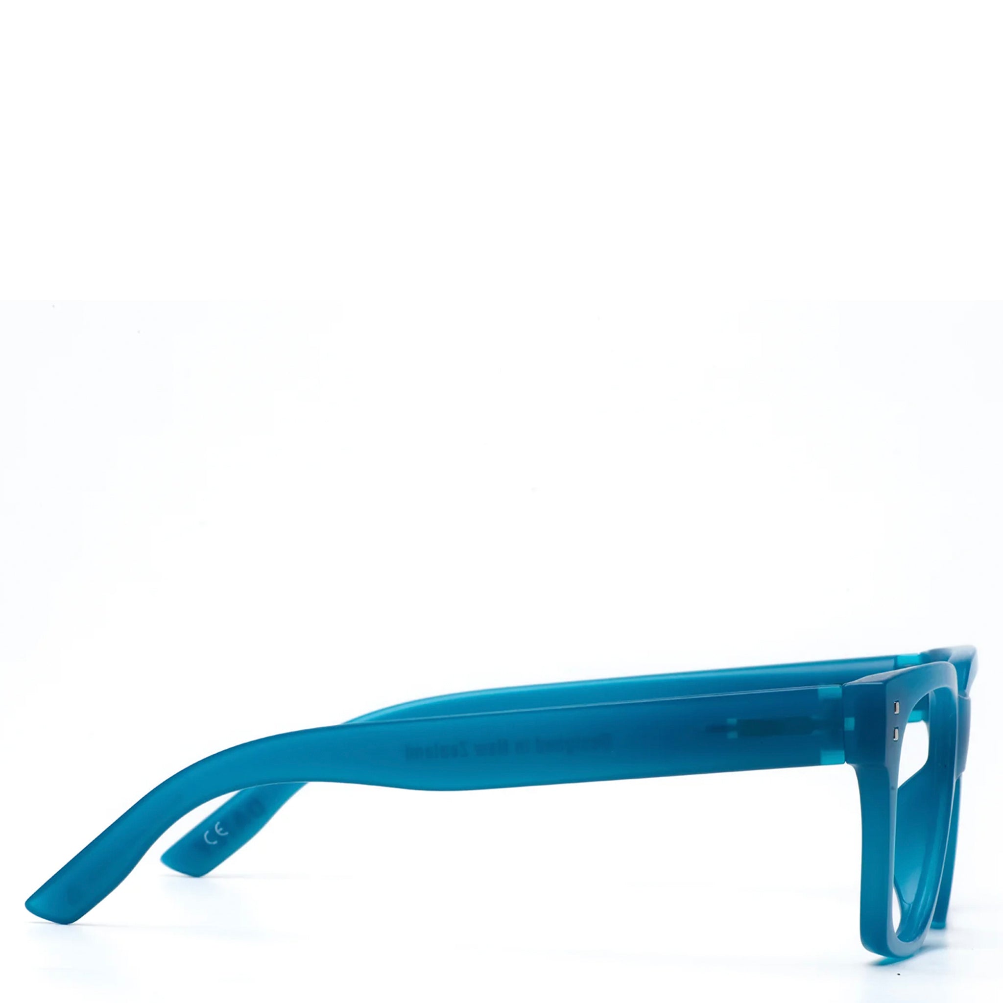 Blue sunglasses on a white background