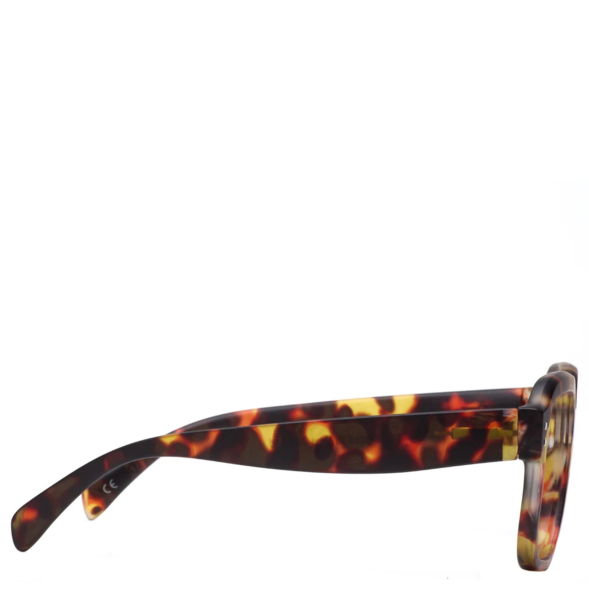 Sunglasses with tortoiseshell frame on a white background