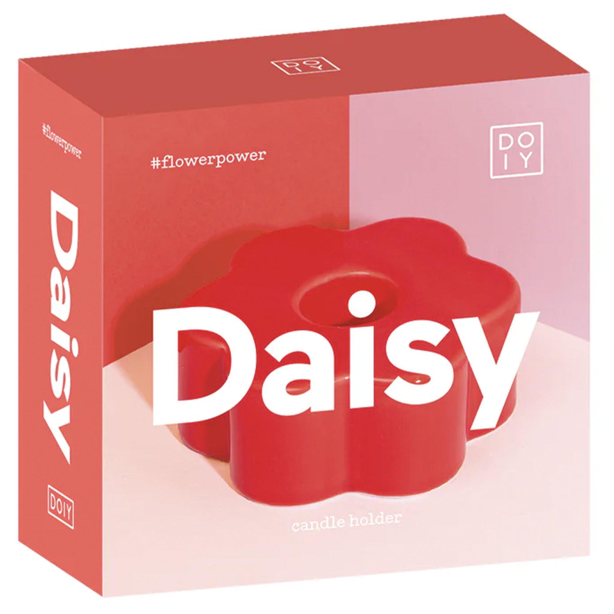 Doiy Design Daisy Ceramic Candle Holder - Red