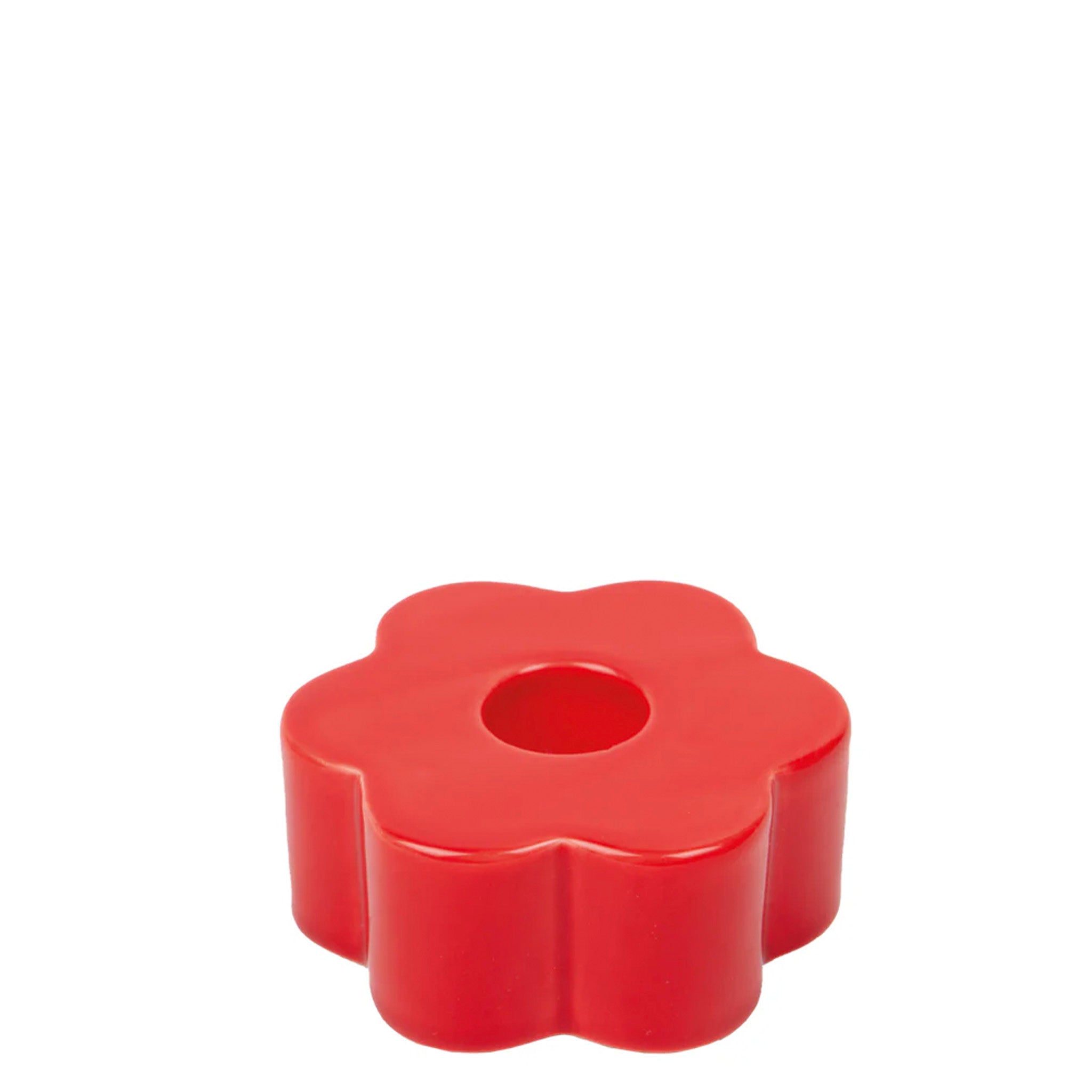 Doiy Design Daisy Ceramic Candle Holder - Red