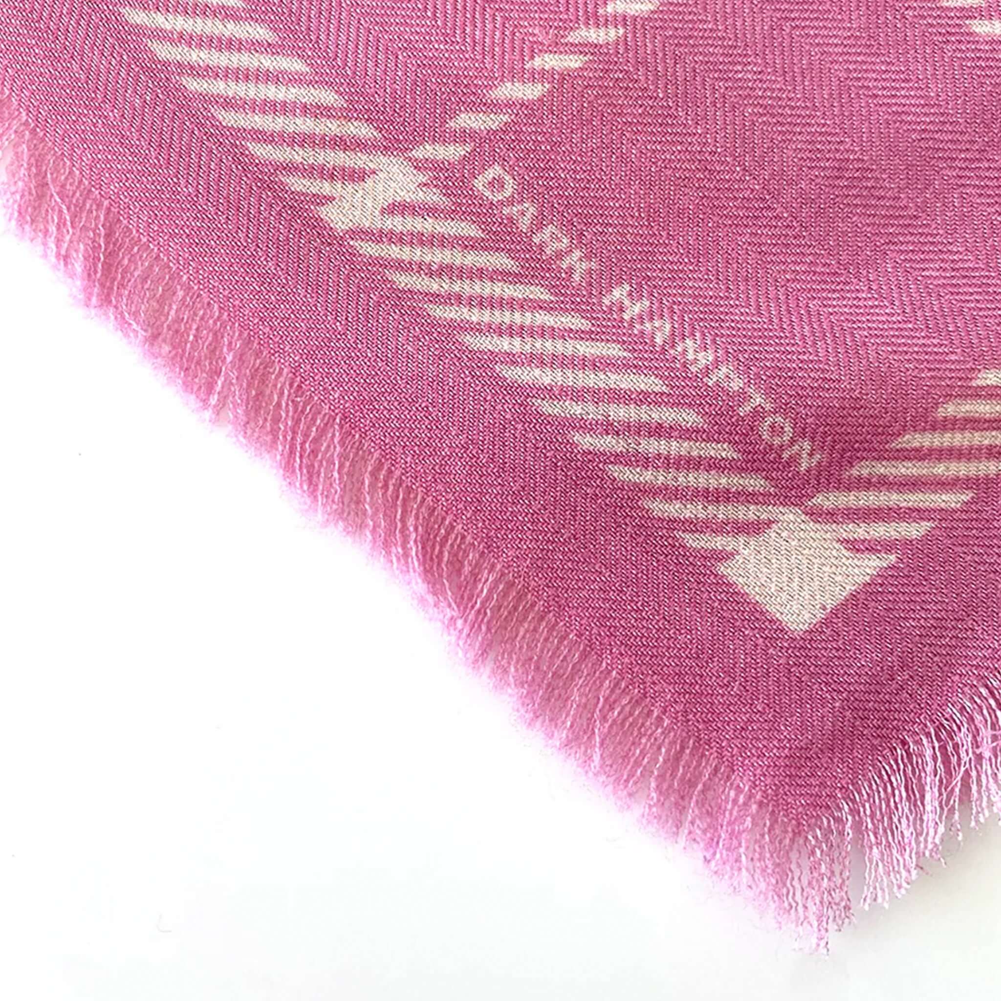Dark Hampton the McRae Wool Silk Scarf in pink with classic tartan pattern and fringe details.