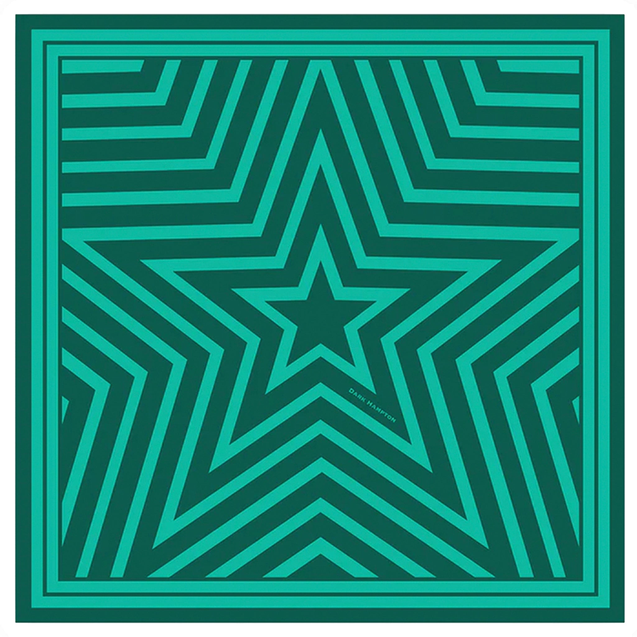 Green star-shaped scarf with zigzag patterns on a green background