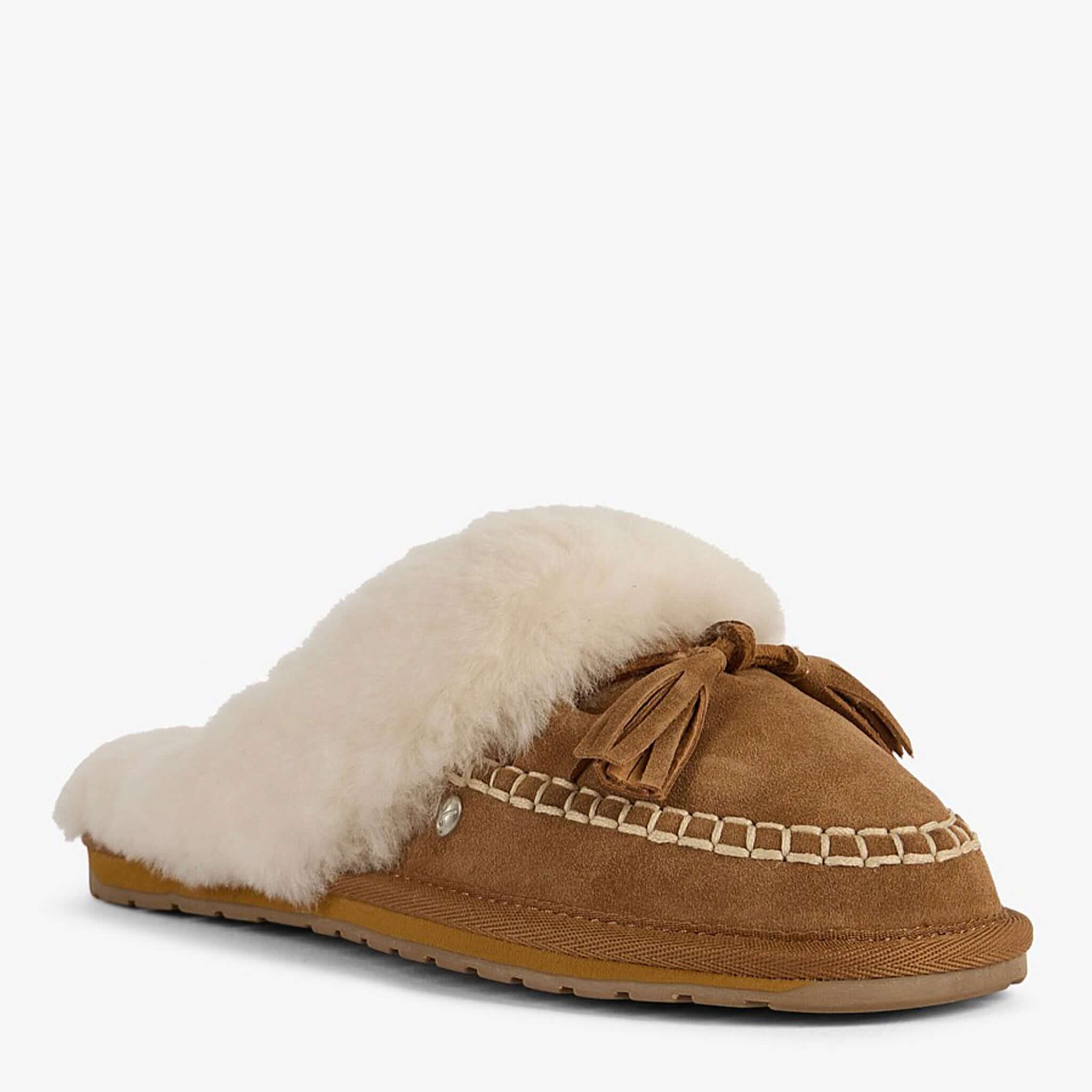 EMU Tahnee Slippers - Chestnut with sheepskin lining and tassel detail