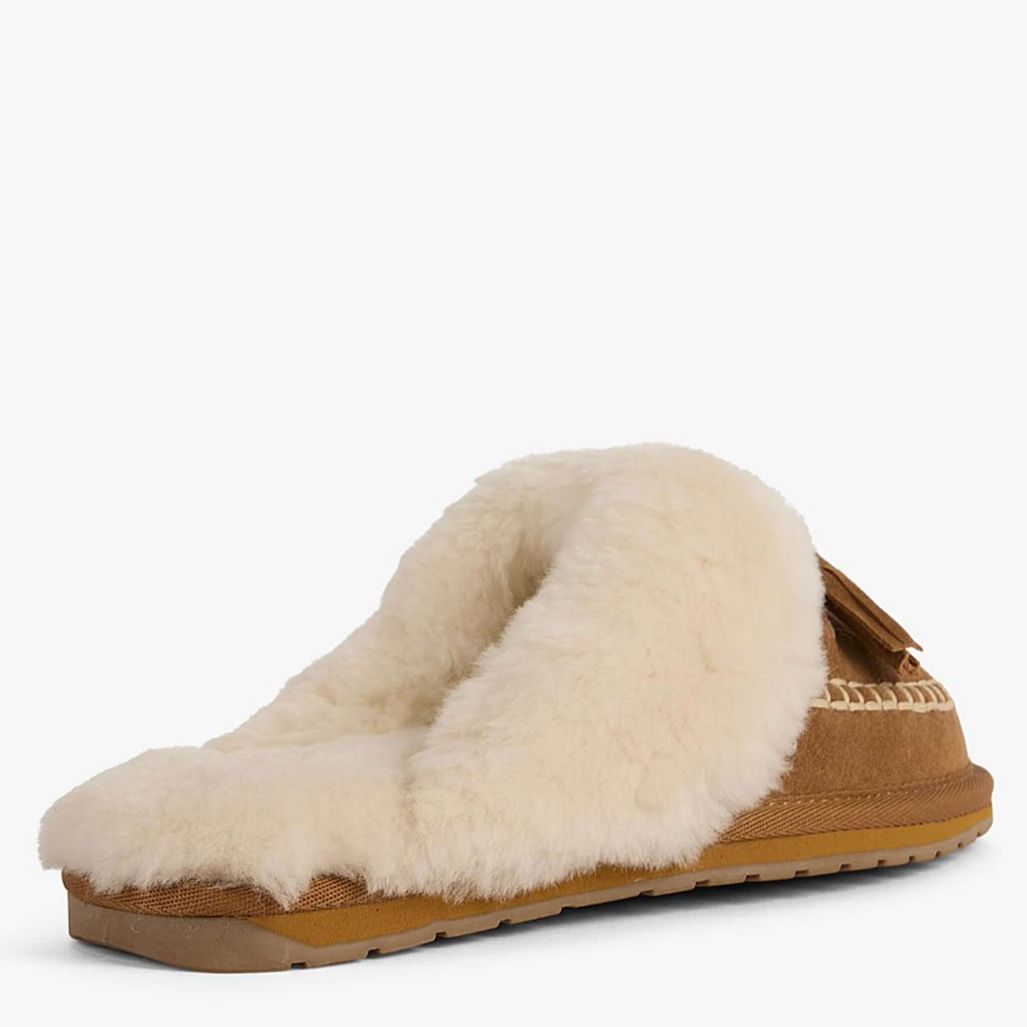 EMU Tahnee Slippers - Chestnut with soft sheepskin lining and tassel detail for cozy comfort.