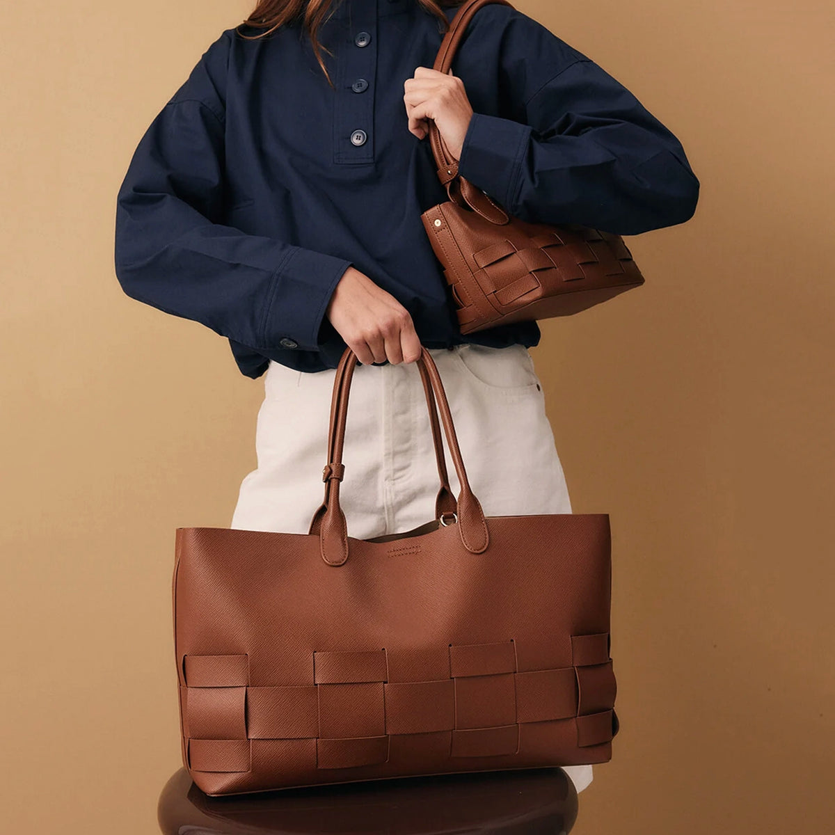 Elms+King Kensington Tote - Tan Saffiano