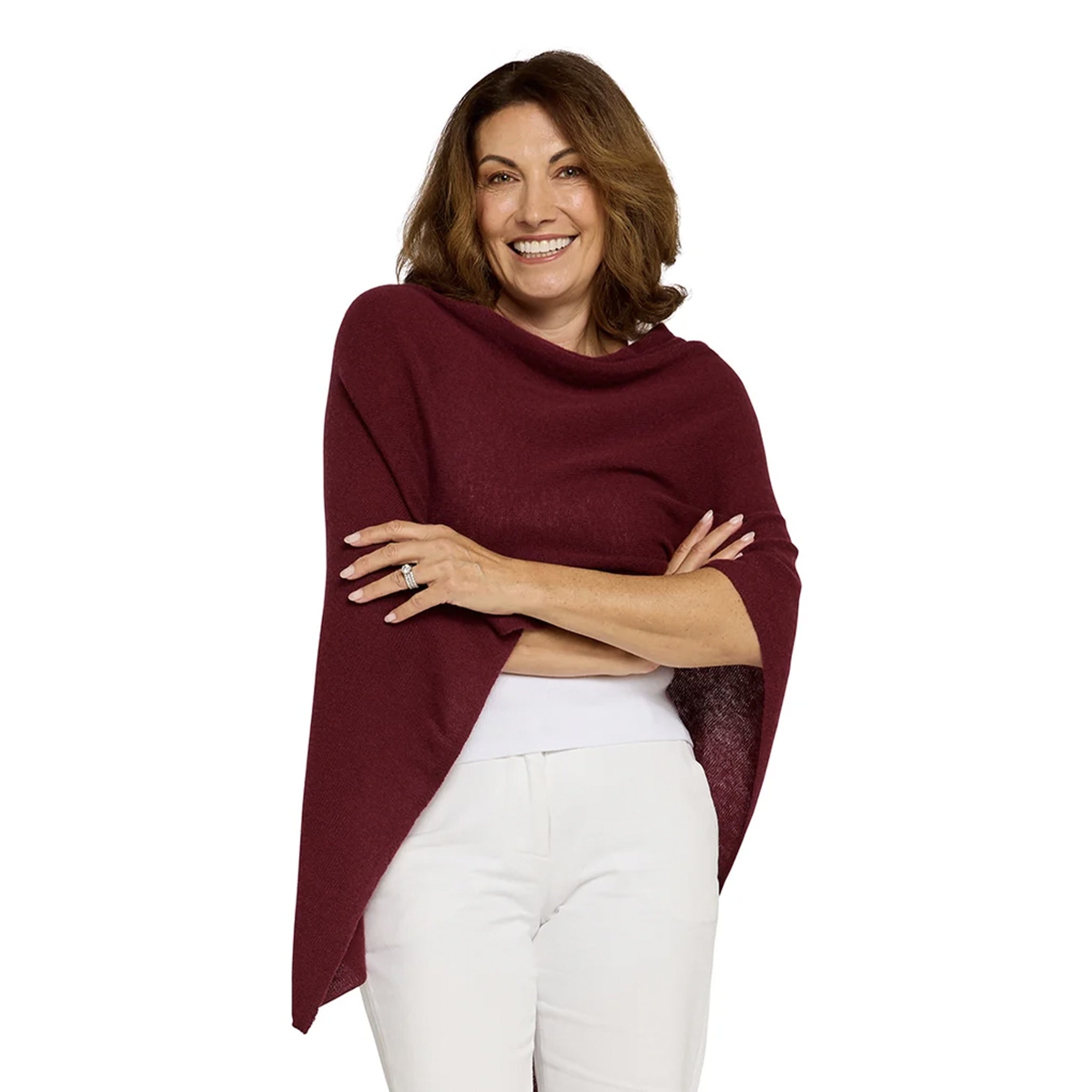 Esperance & Co Classic Cashmere Topper - Sangria