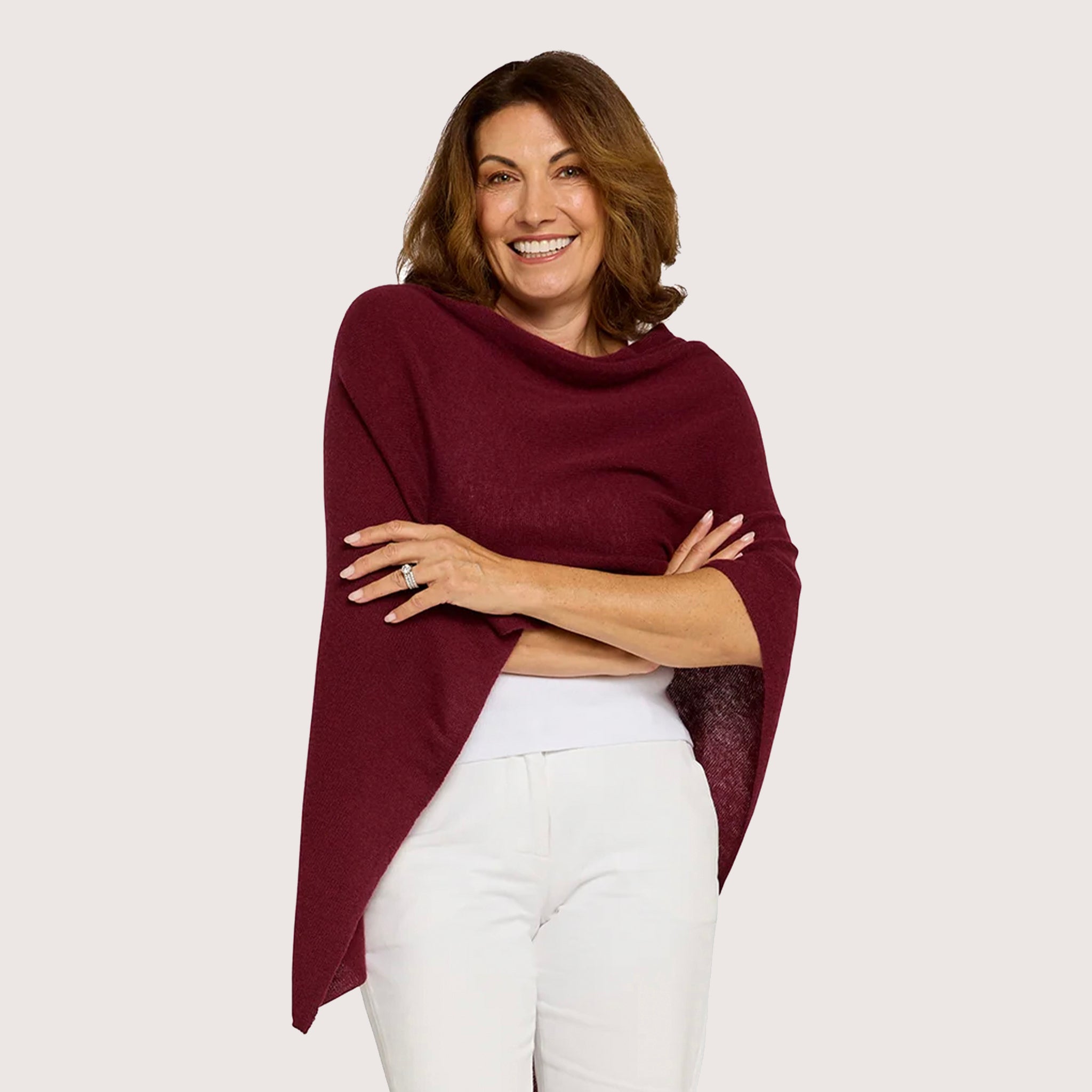 Esperance & Co Classic Cashmere Topper - Sangria