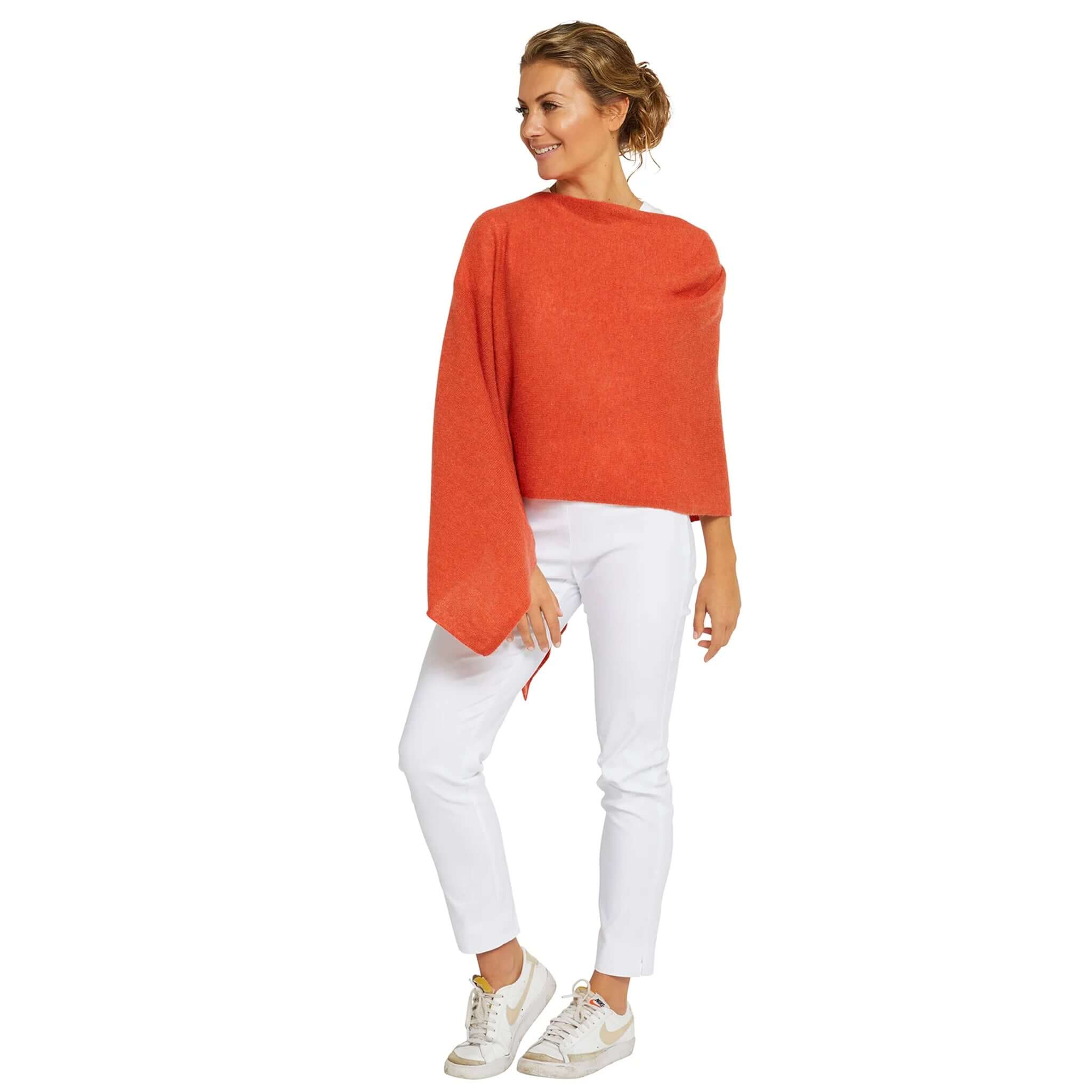 Esperance & Co Classic Cashmere Topper - Autumn worn casually with white pants and sneakers