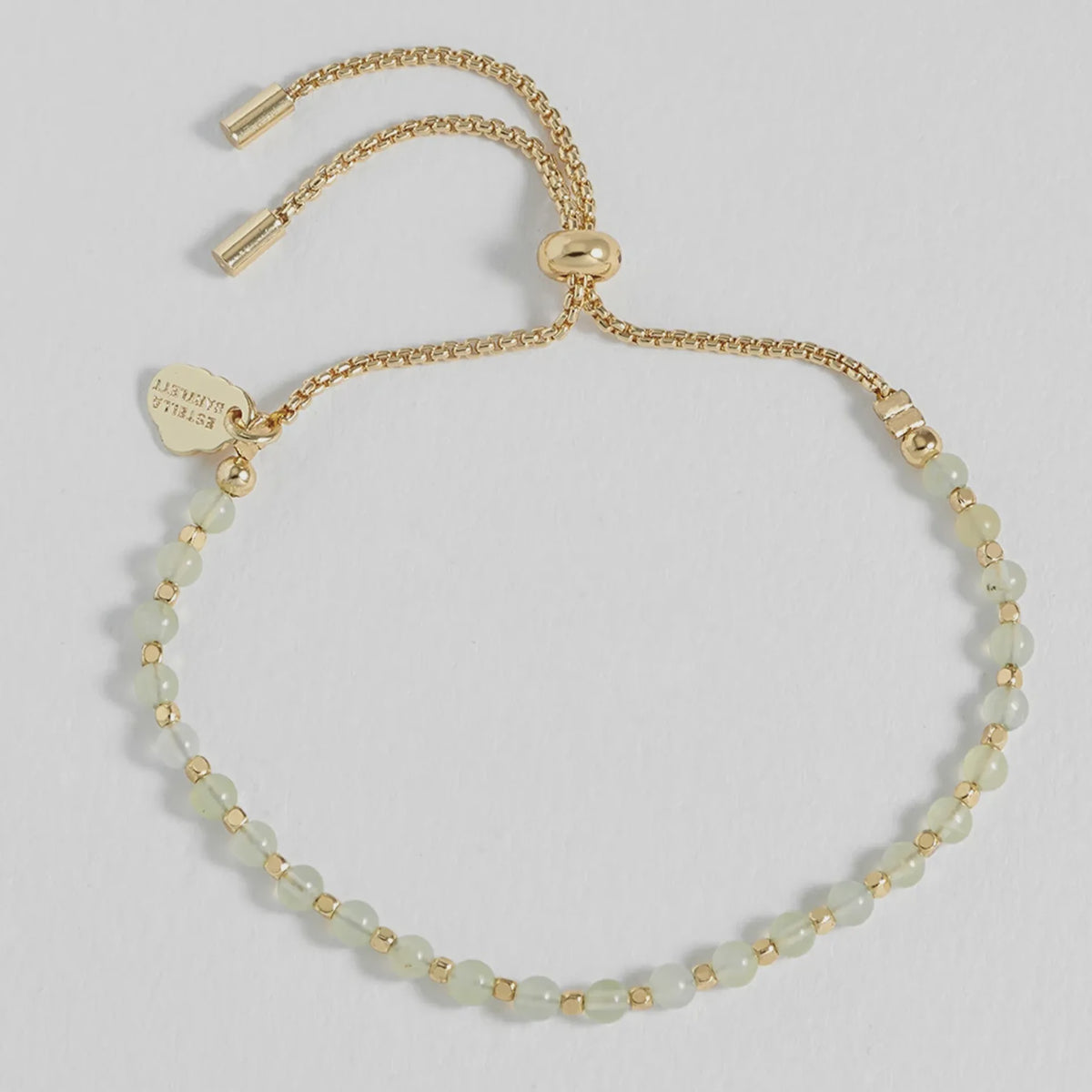 Estella Bartlett Amelia Bracelet - Prehnite, pale green beads and gold spacers on an adjustable chain