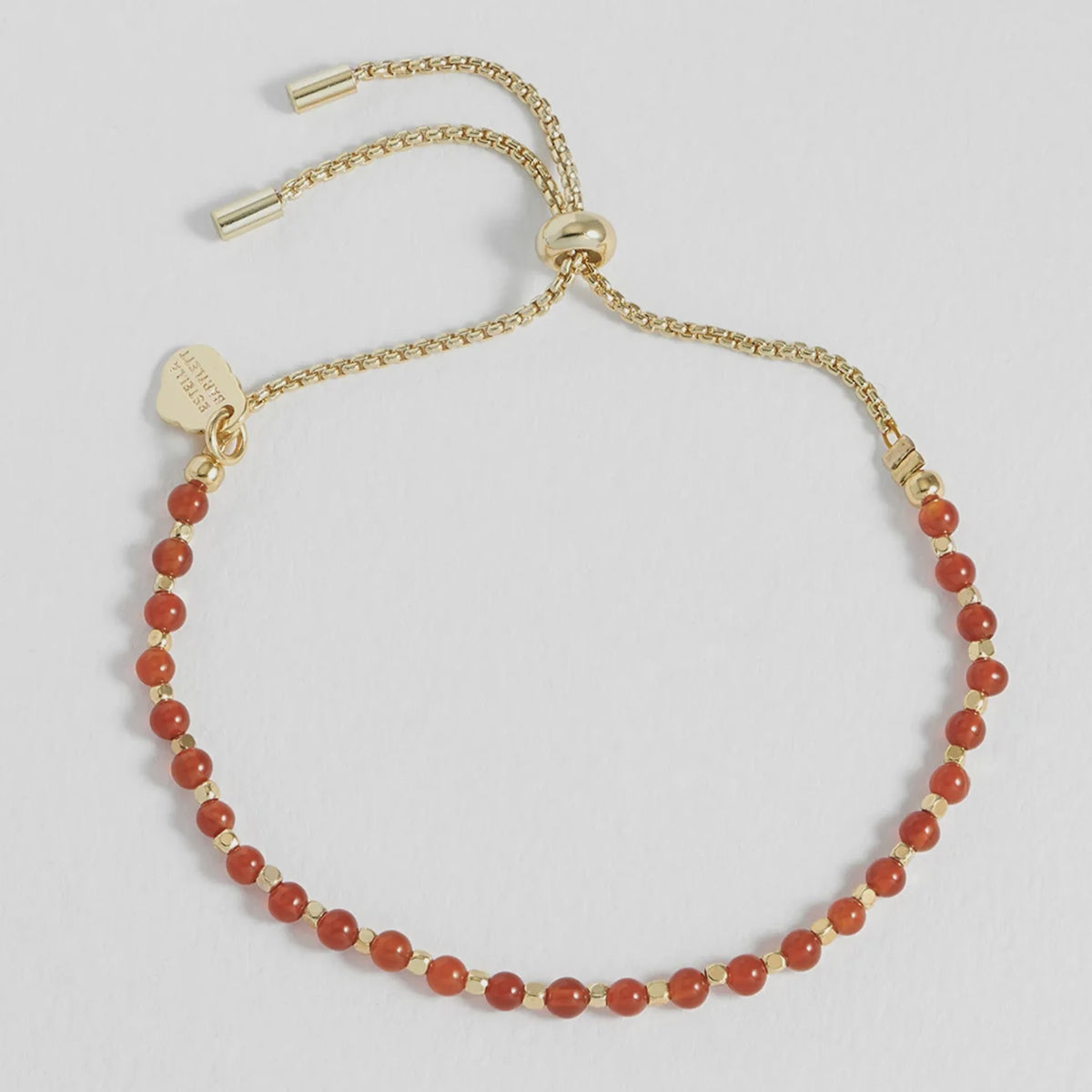 Estella Bartlett Amelia Bracelet - Red Agate, red agate and gold beads on an adjustable chain