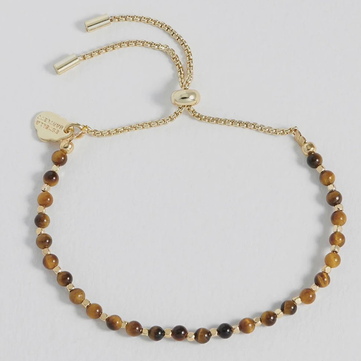 Estella Bartlett Amelia Bracelet - Tiger's Eye, golden brown beads and gold spacers on an adjustable chain