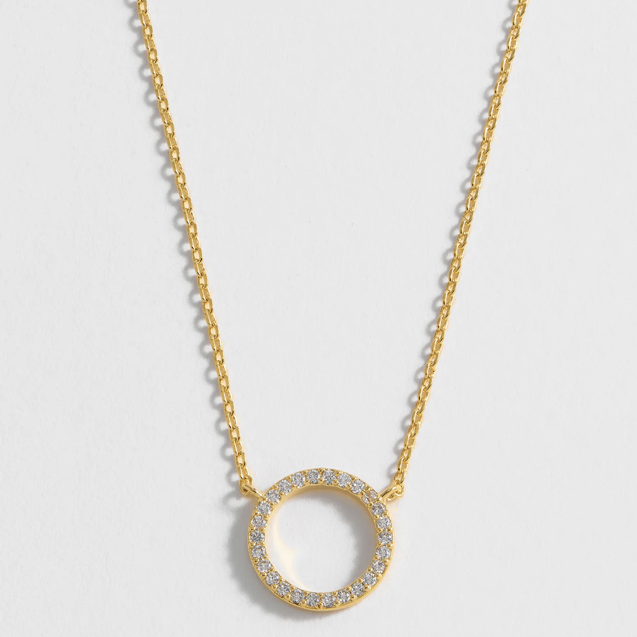 Estella Bartlett Large Pave Set Circle Necklace - Gold Plated