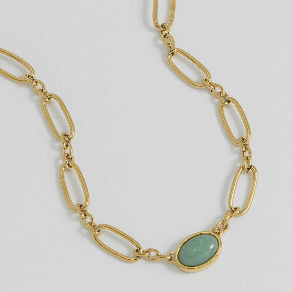 Estella Bartlett The Edit Collection Green Aventurine Cabochon Chain Necklace