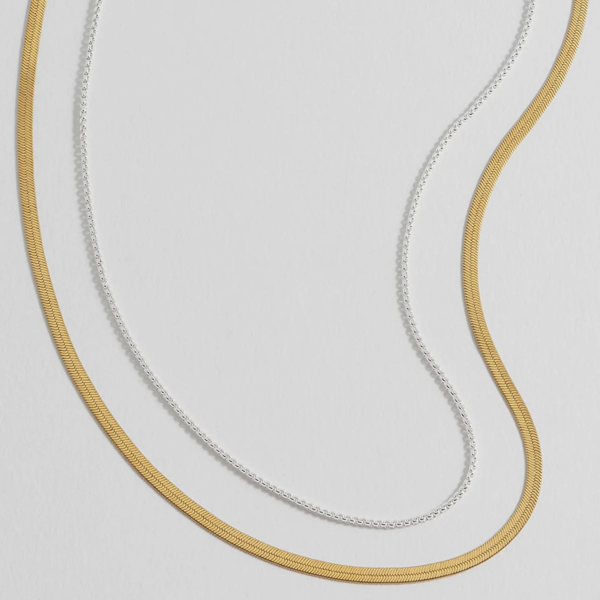 Estella Bartlett The Edit Collection Mixed Metal Herringbone Chain Double Necklace