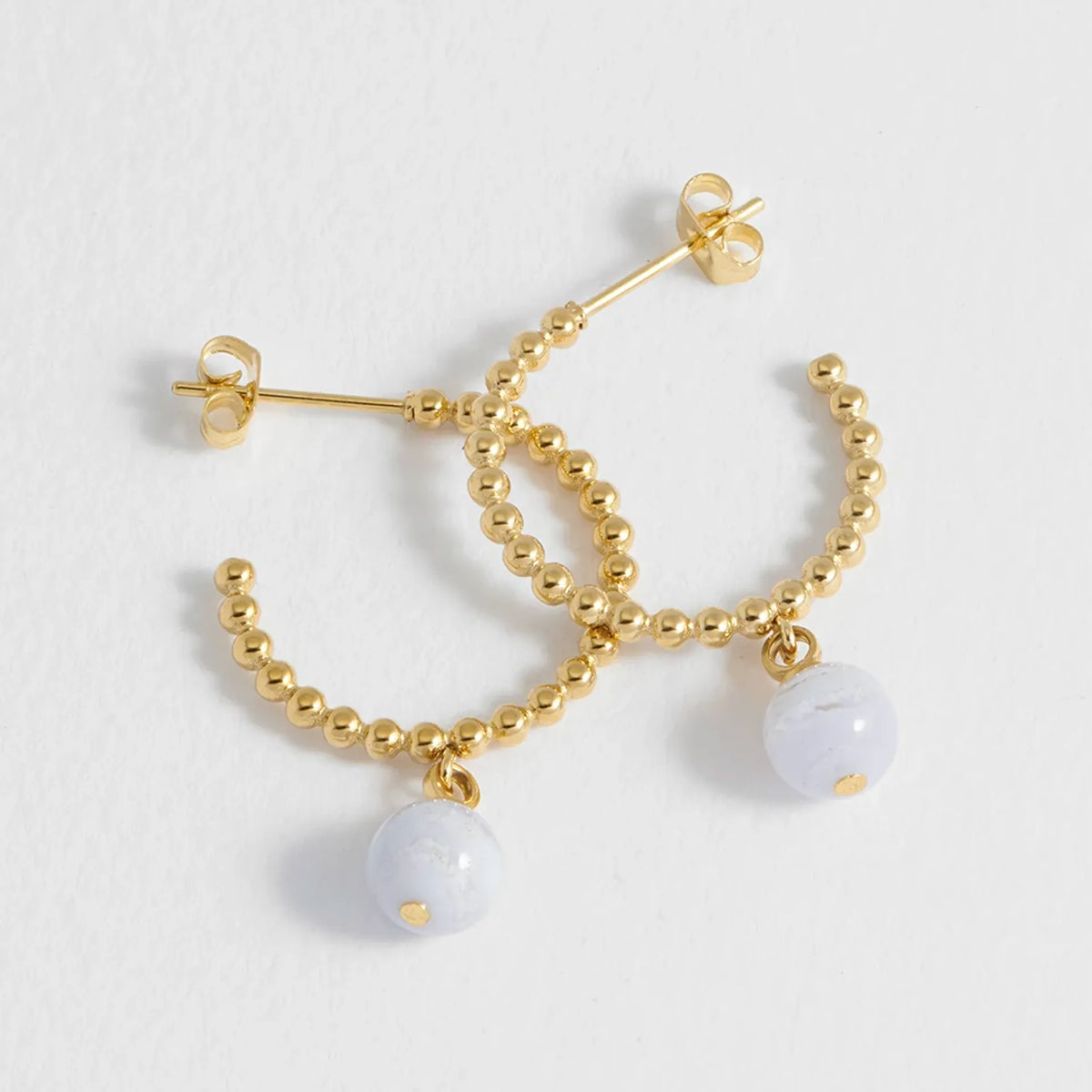Estella Bartlett Coco Blue Lace Agate Hoop Earrings