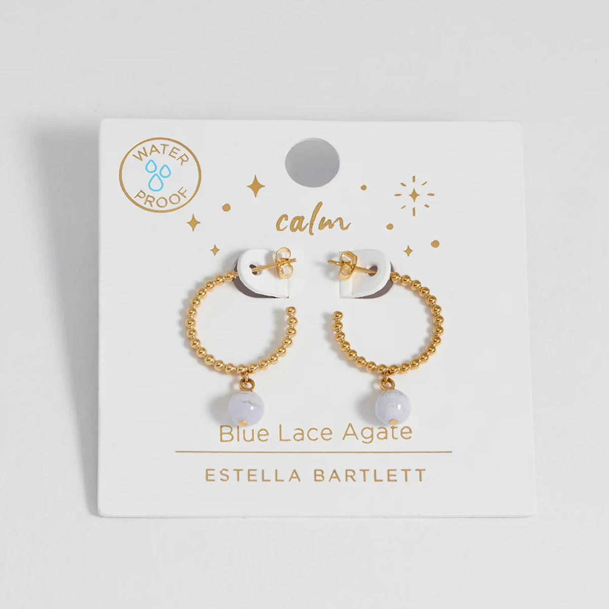 Estella Bartlett Coco Blue Lace Agate Hoop Earrings