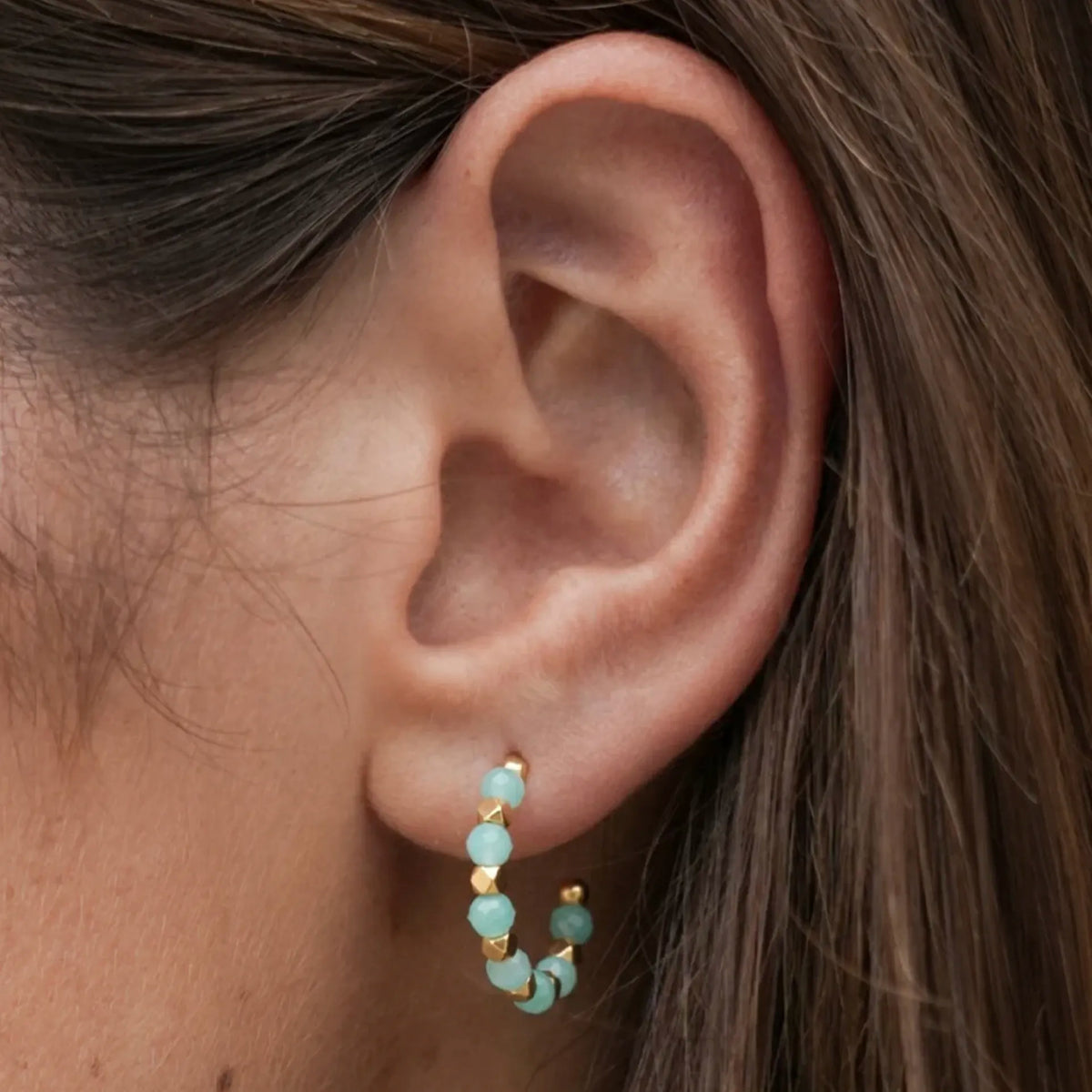 Estella Bartlett Coco Tourmaline Hoop Earrings - Amazonite