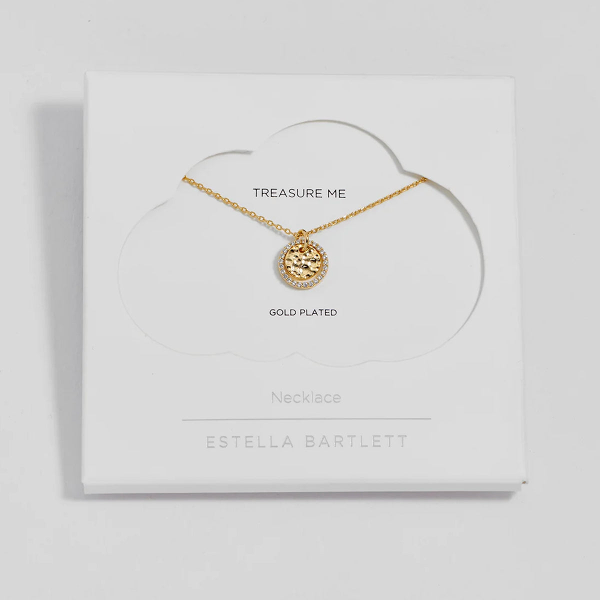 Estella Bartlett Hammered Circle CZ Necklace - Gold Plated