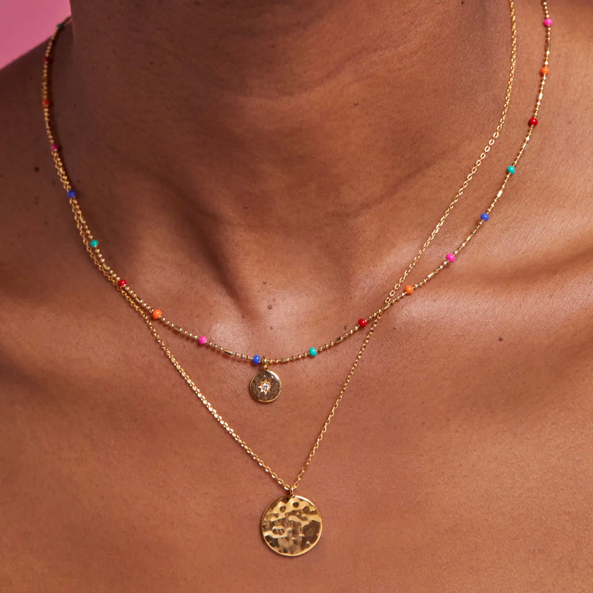 Estella Bartlett Hammered Disc Pendant Necklace