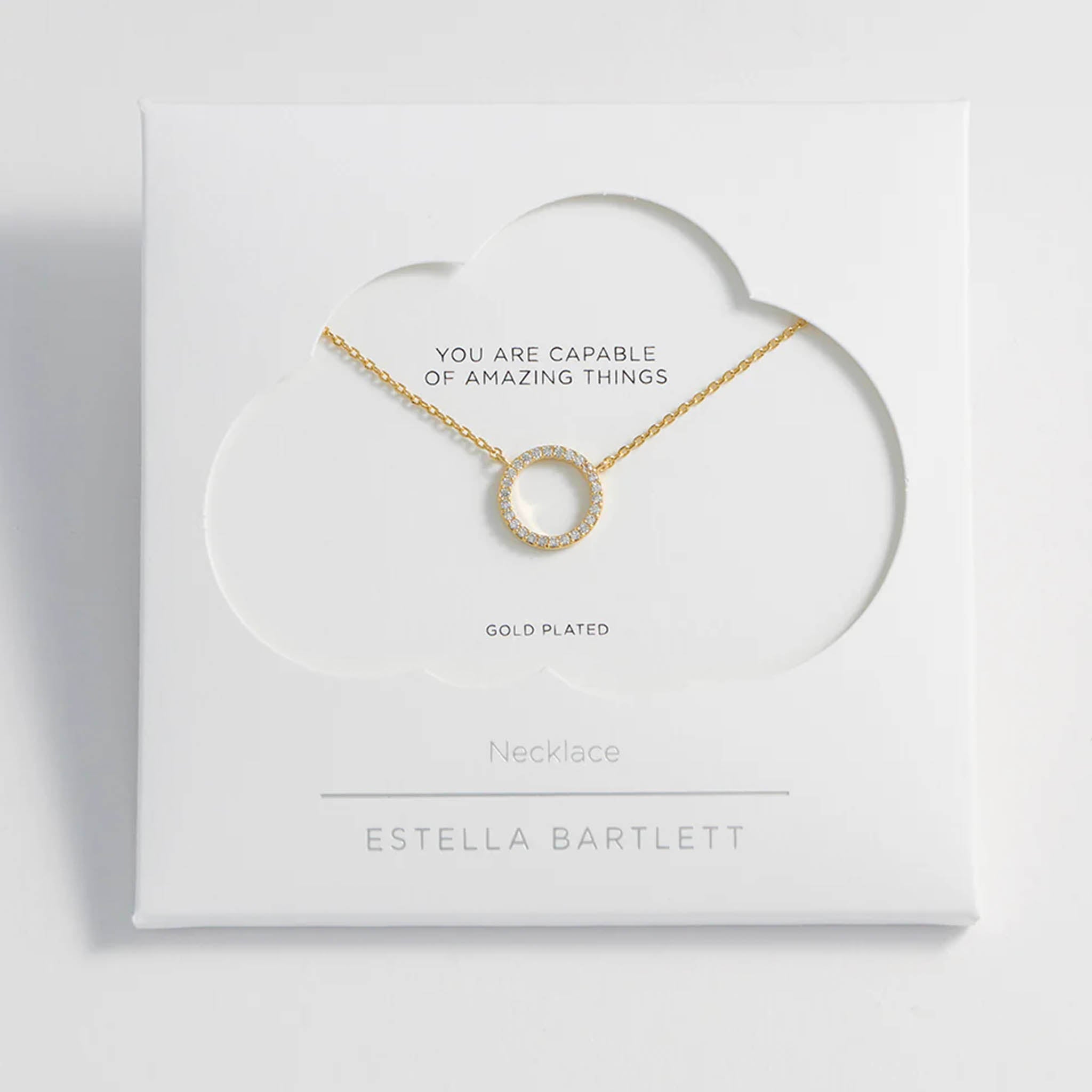 Estella Bartlett Large Pave Set Circle Necklace - Gold Plated