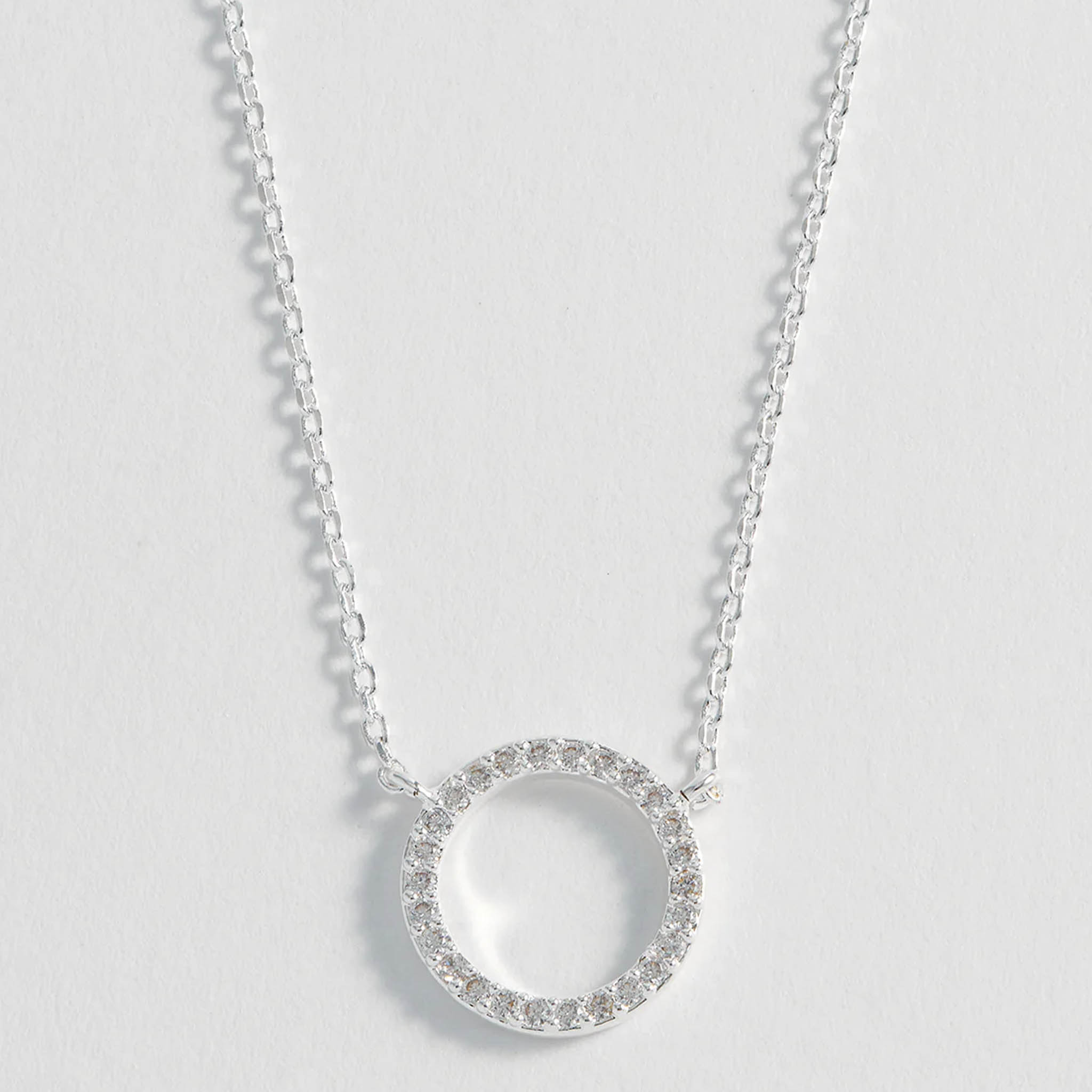 Estella Bartlett Large Pave Set Circle Necklace - Silver Plated