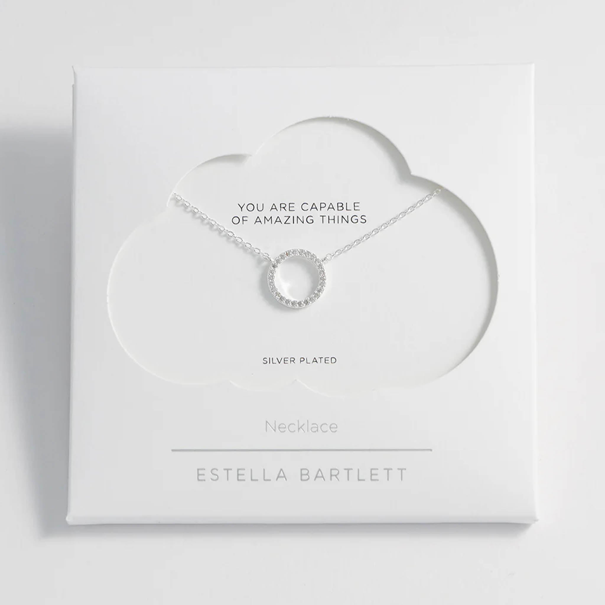 Estella Bartlett Large Pave Set Circle Necklace - Silver Plated