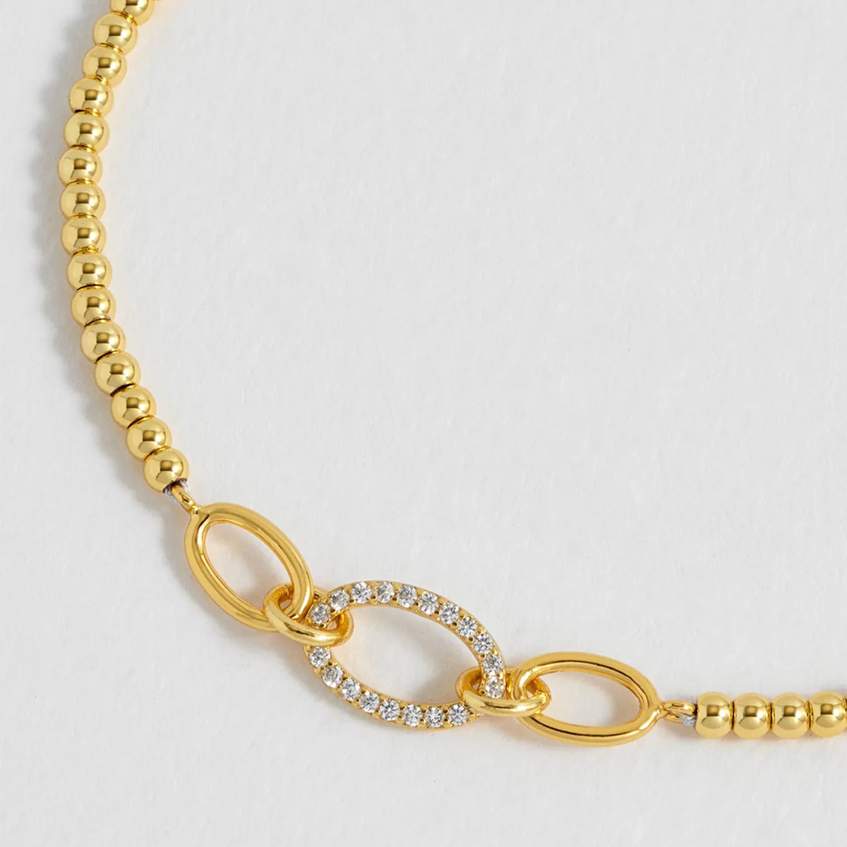 Estella Bartlett Oval Link CZ Louise Bracelet close-up of the oval links set with cubic zirconia