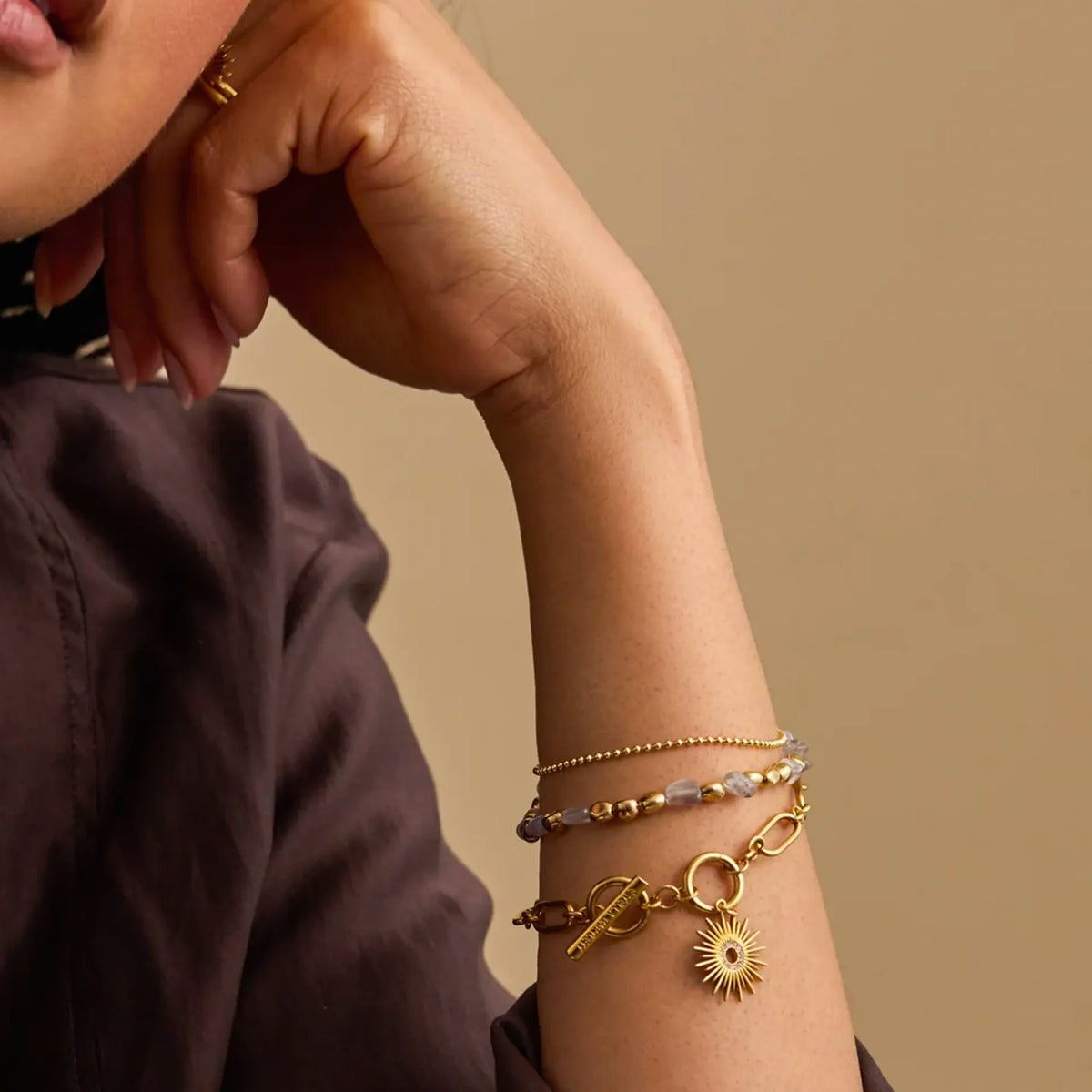 Estella Bartlett The Edit Collection CZ Sunburst T-Bar Bracelet