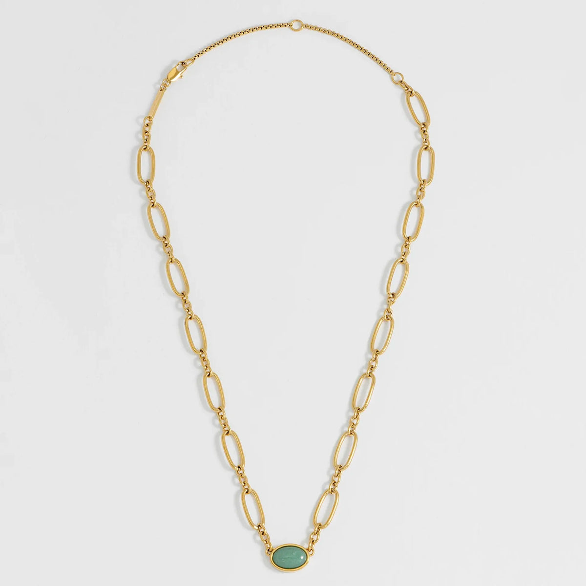 Estella Bartlett The Edit Collection Green Aventurine Cabochon Chain Necklace