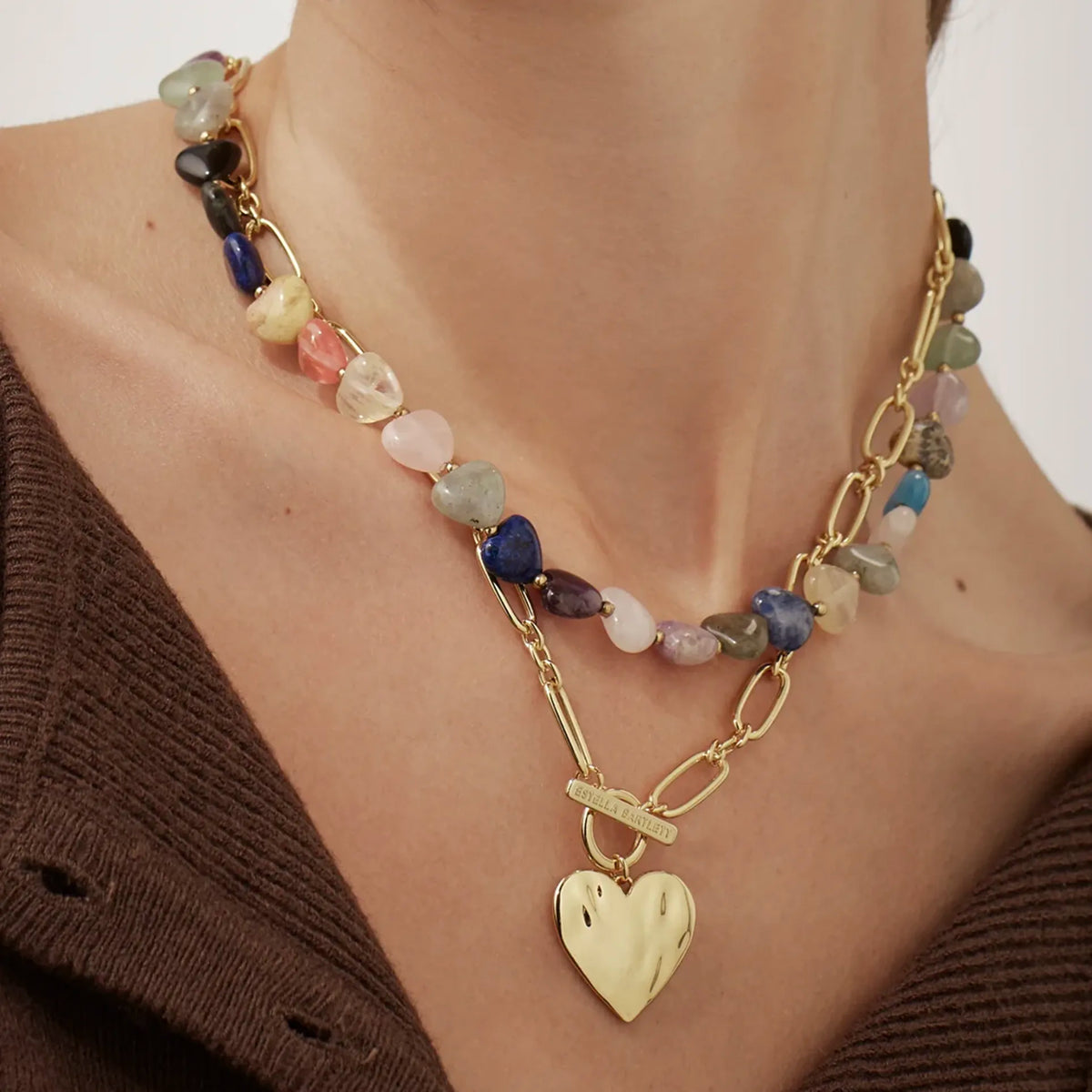 Estella Bartlett The Edit Collection Oversized Molten Heart T-Bar Necklace