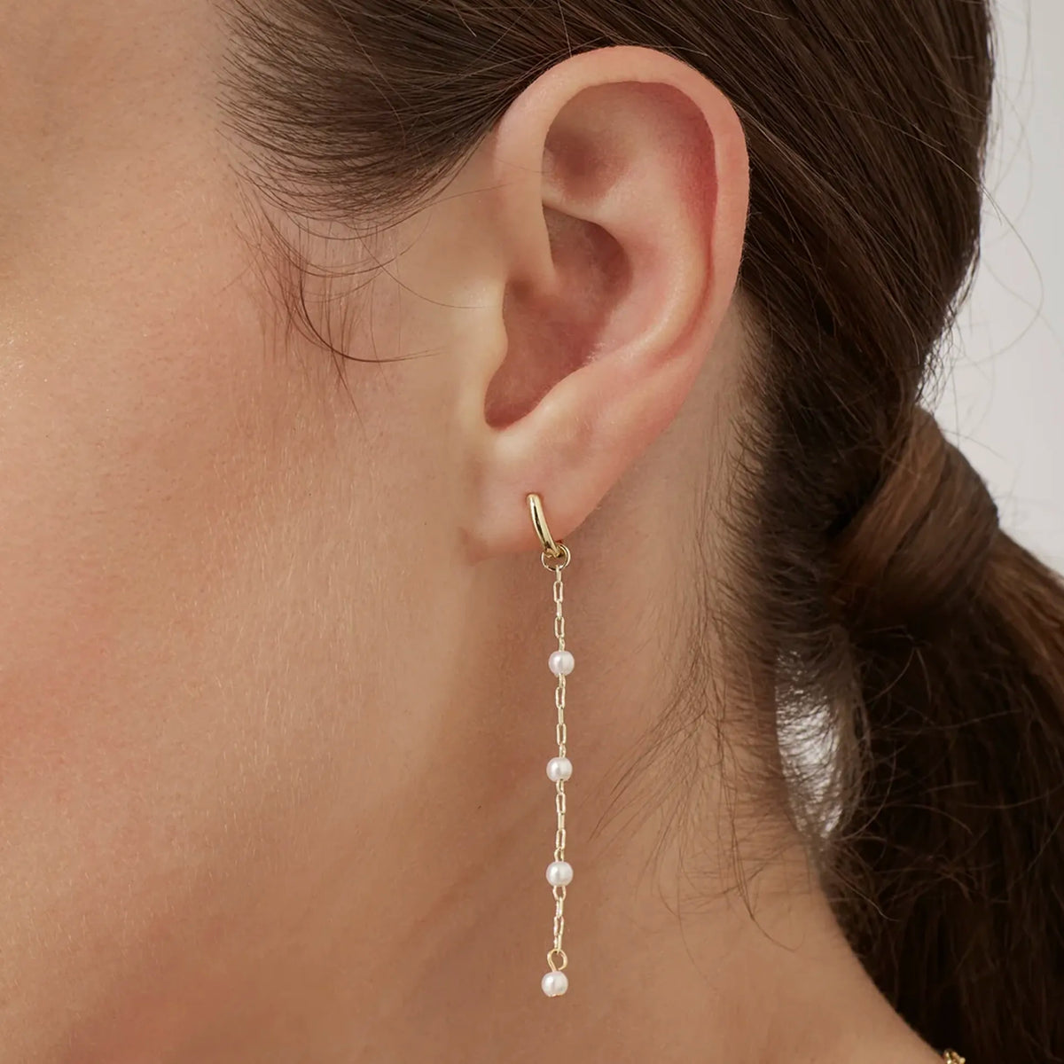 Estella Bartlett The Edit Collection Pearl Chain Drop Huggie Earrings