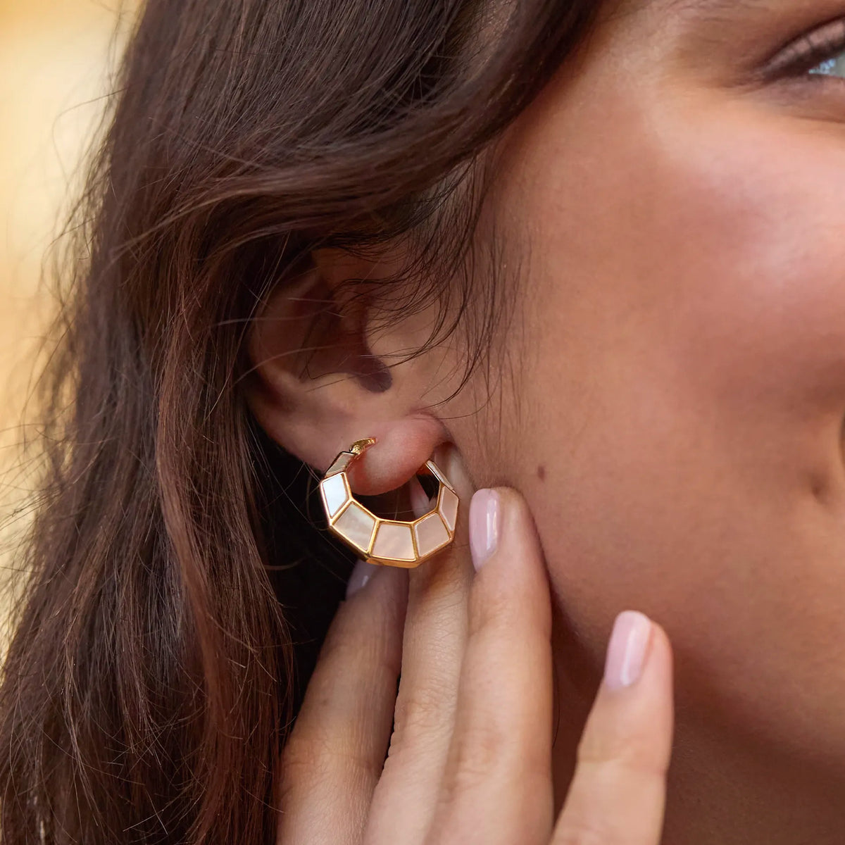 Estella Bartlett The Edit Collection Pearl Octagon Hinge Hoop Earrings