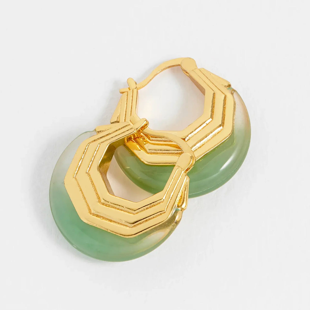 Estella Bartlett The Edit Collection Green Quartz Half Moon Hinge Hoop Earrings