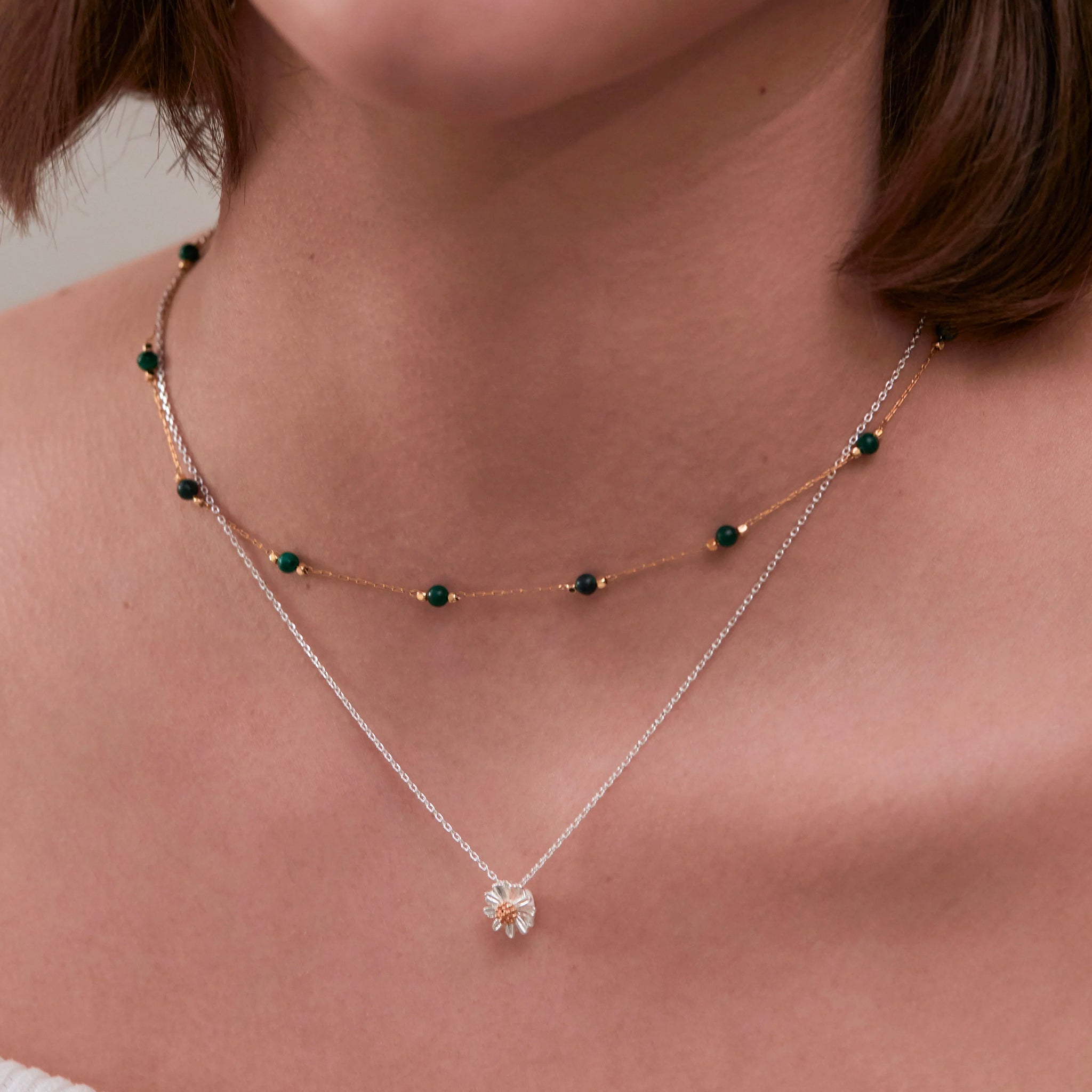 Estella Bartlett Wellness Beaded Chain Necklace - Malachite
