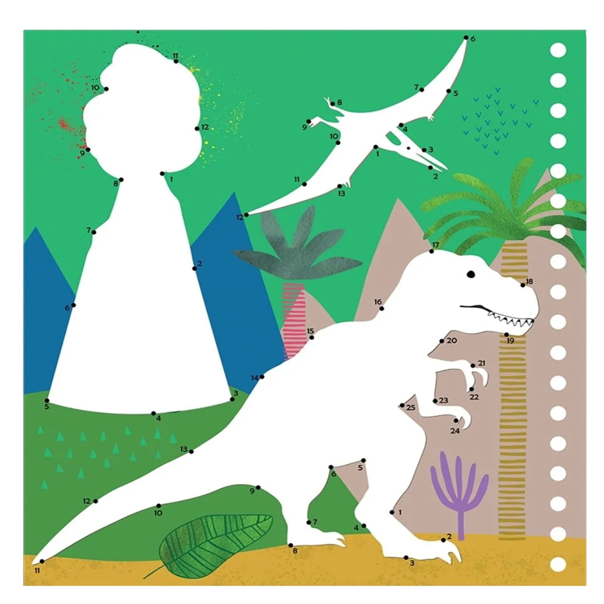 Children's growth chart with dinosaur illustrations and a girl silhouette on a green background.
