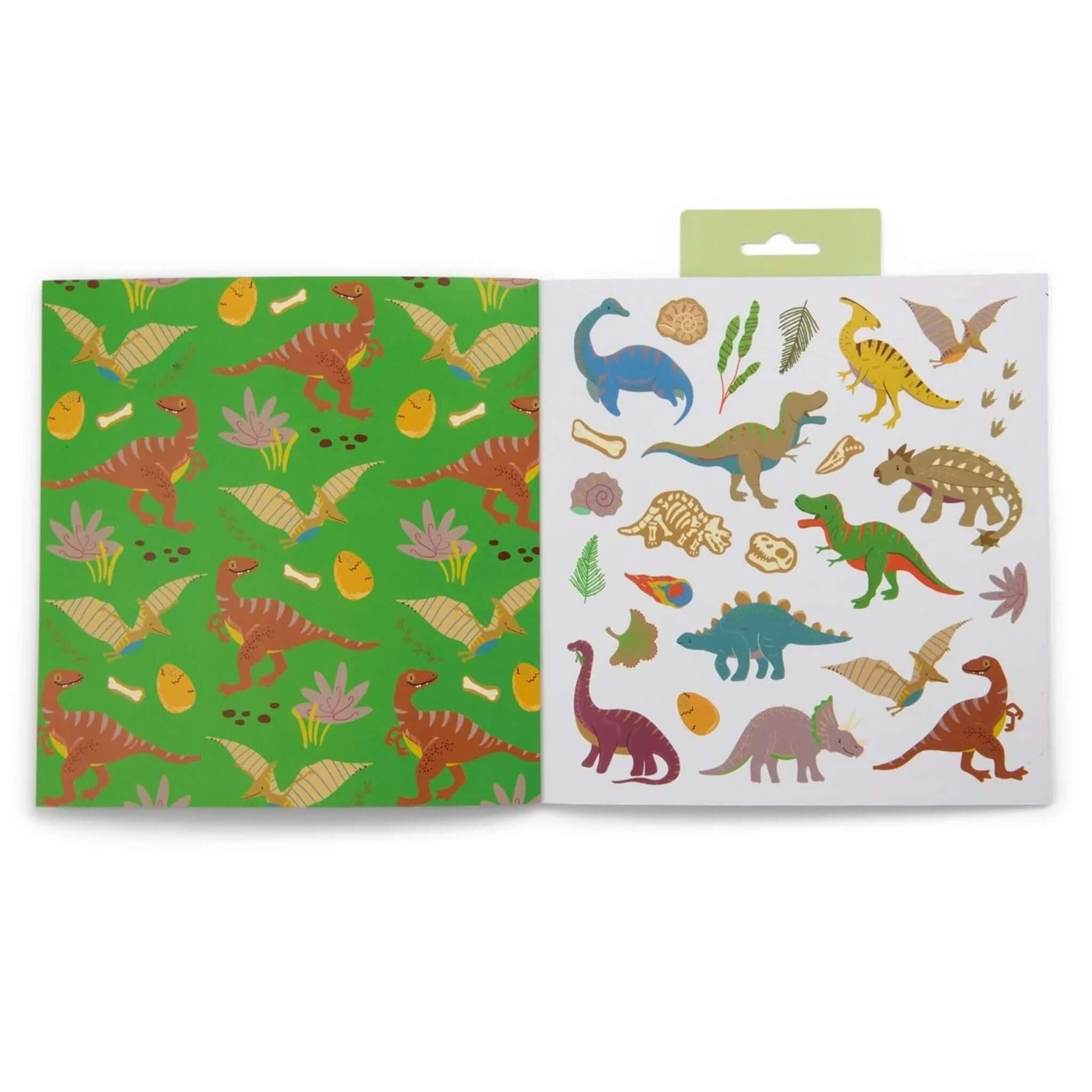 Alt Tag: Floss & Rock My Colouring Book Scribble Sniff - Dino dinosaur colouring book with sticker sheet, scratch-and-sniff cover
