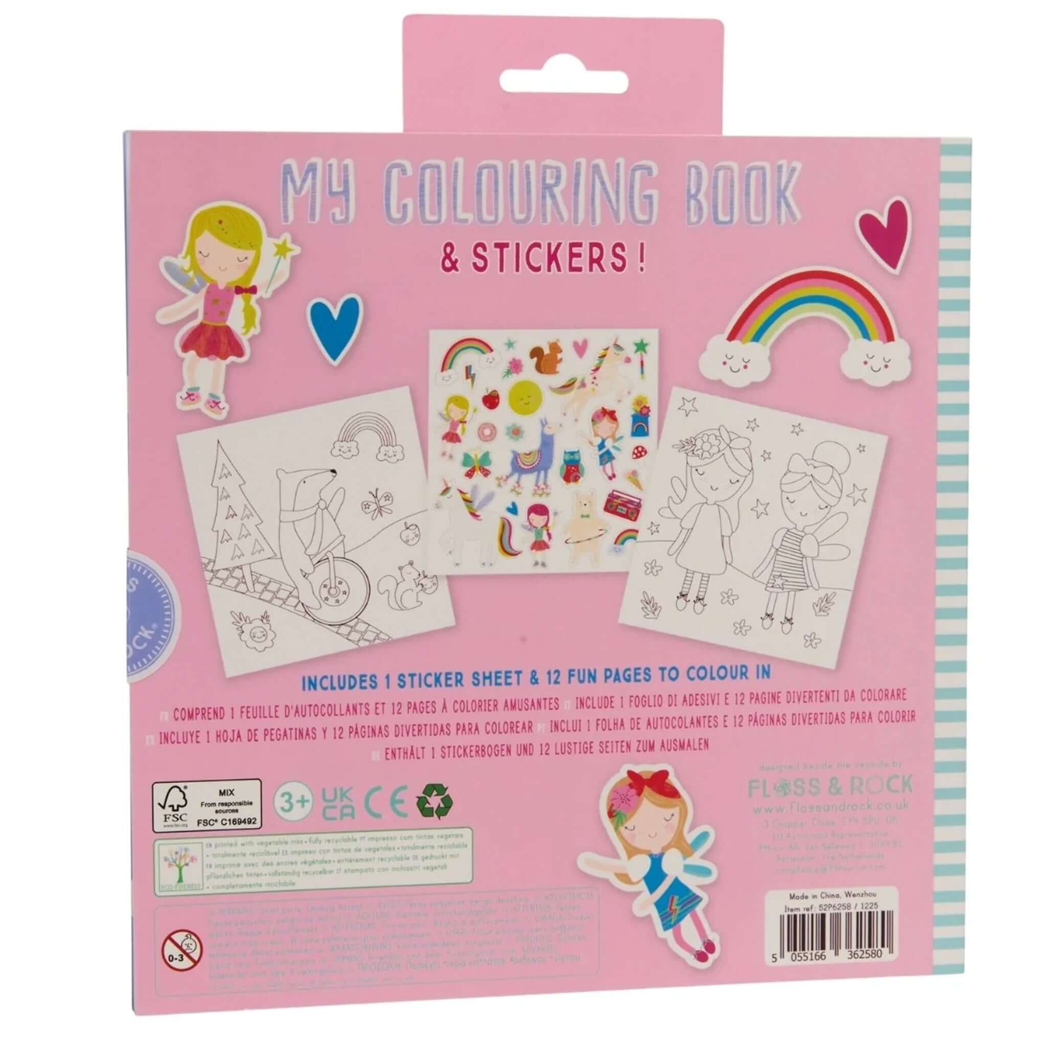 Alt Tag: Floss & Rock My Colouring Book Scribble Sniff - Rainbow Fairy colouring book with stickers, rainbow fairy cover, 12 pages