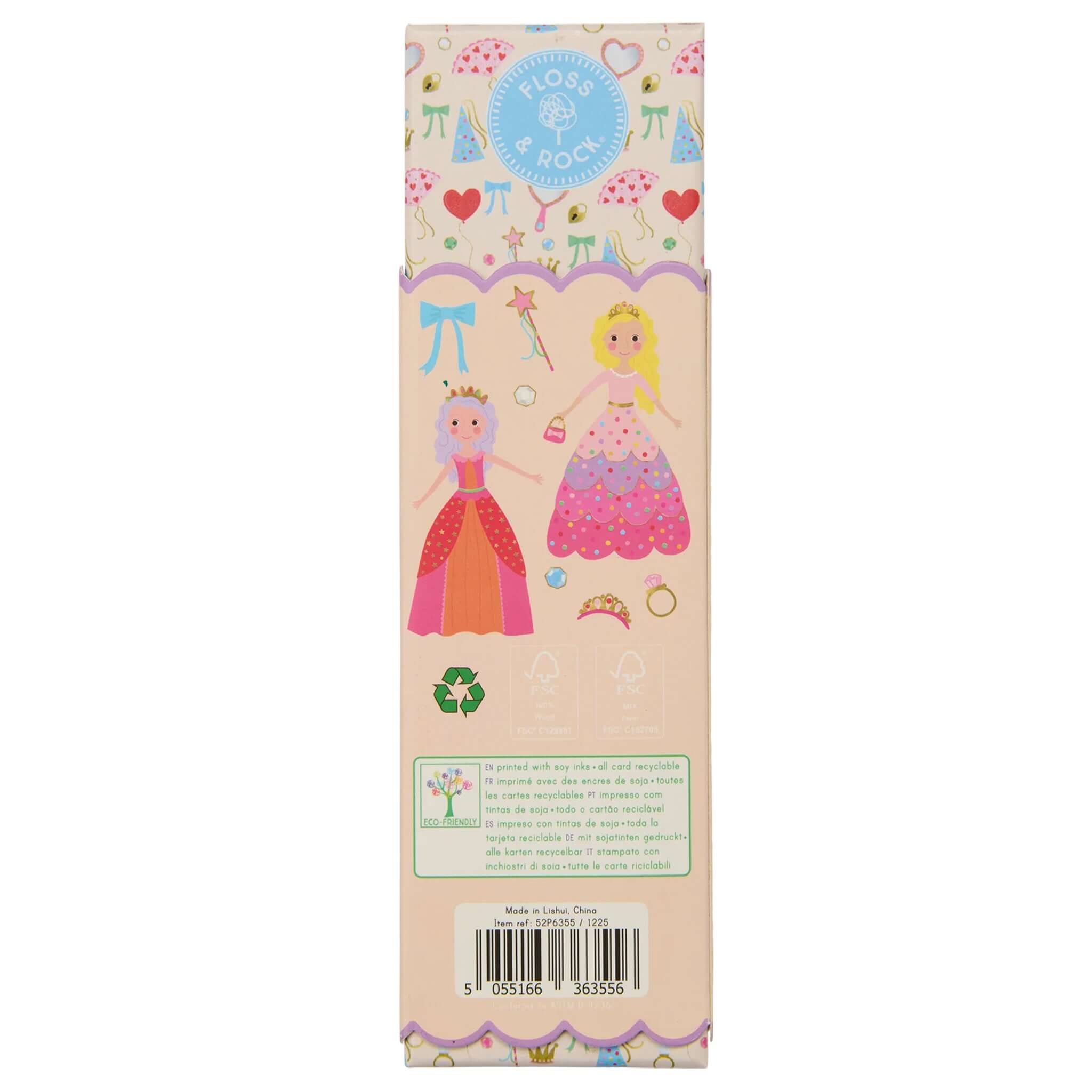 Floss & Rock My Colouring Pencils - Princess packaging featuring vibrant princess designs and eco-friendly materials.