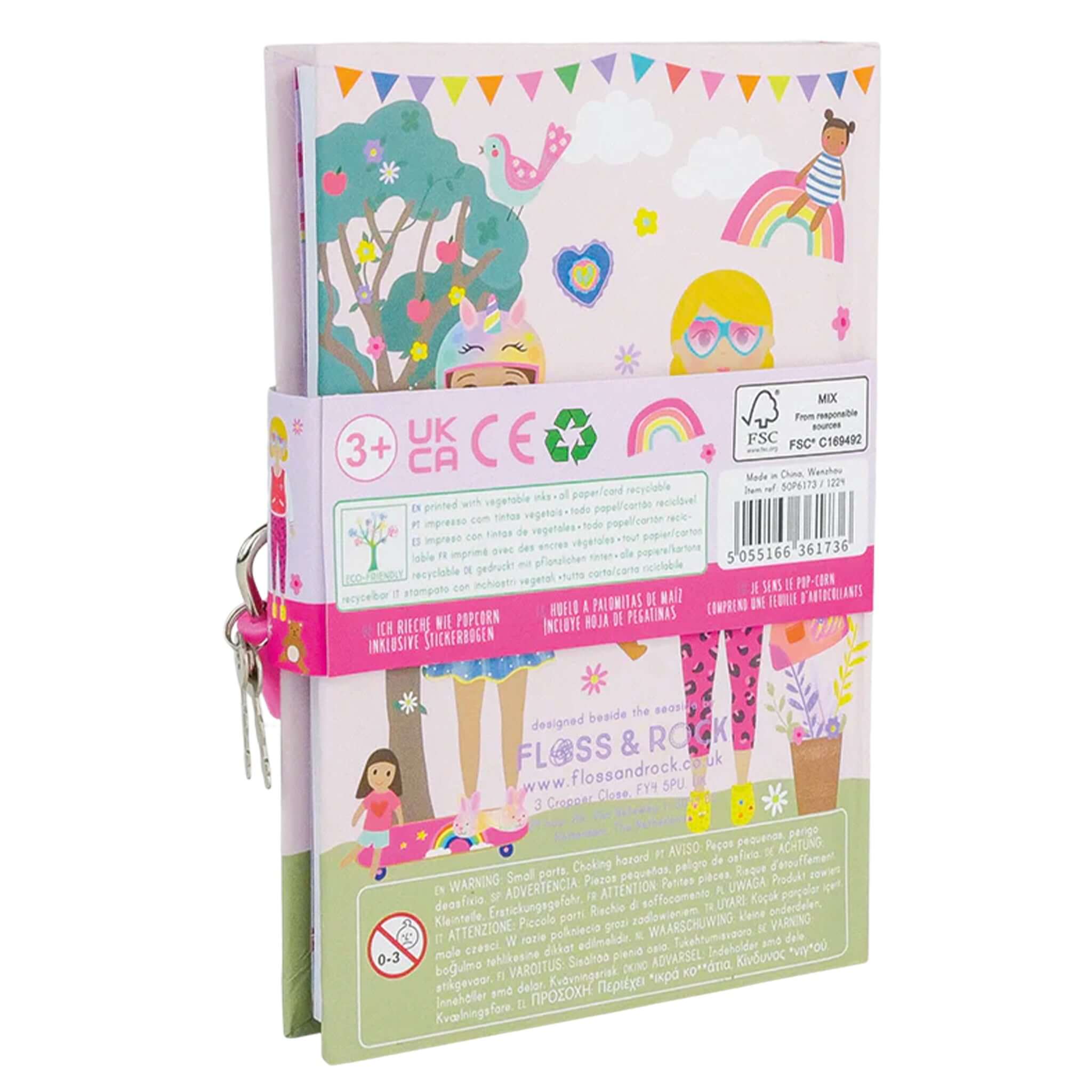 Floss & Rock My Scented Secret Diary - Best Friends with colorful designs and padlock detail on the cover.