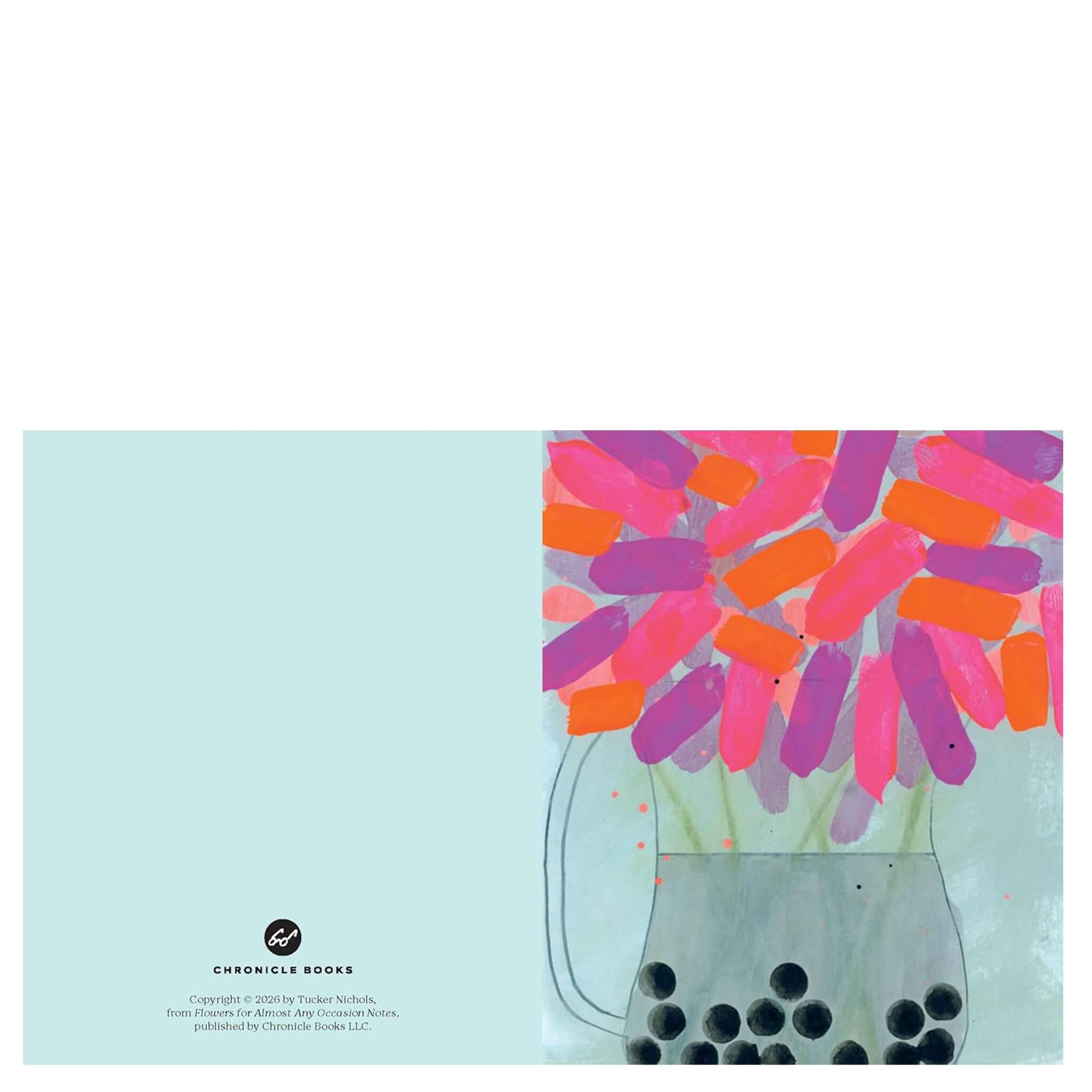 Alt Tag: Flowers for Almost any Occasion Note Cards Set cover with vibrant abstract floral art in vase, cheerful colorful notecard set